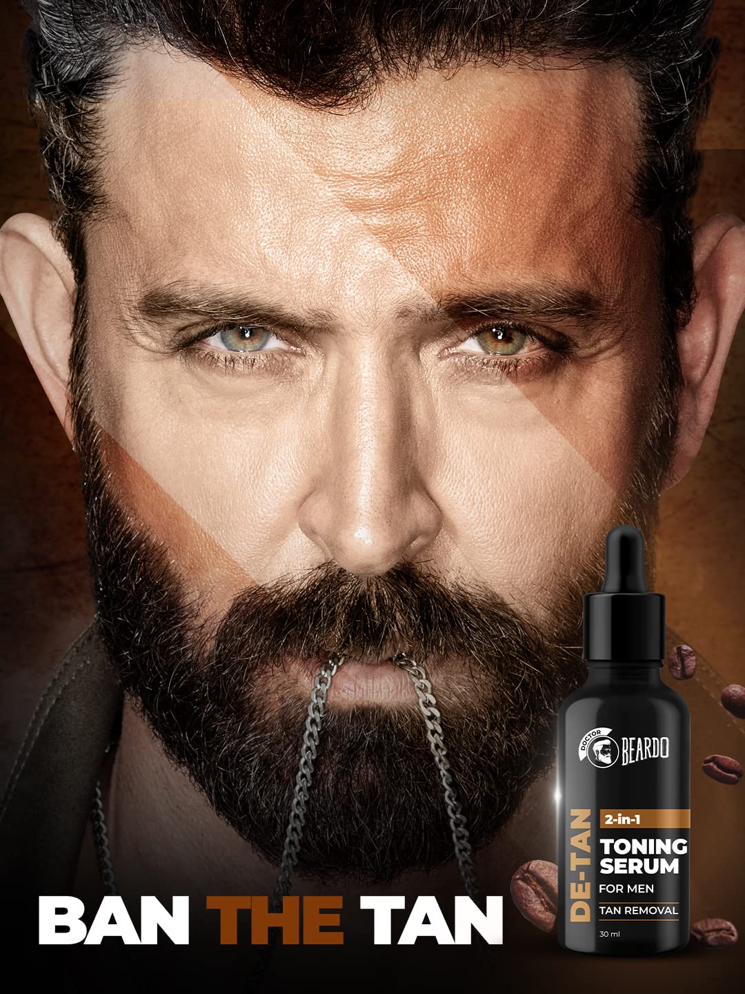 Beardo 2-in-1 Detan Serum + Toner For Men, 30ml | Brightening Face Serum with AHA & Plant Collagen | Dark Spot Remover & Exfoliator | Perfect for Daily Skincare & Post-Shave Routine
