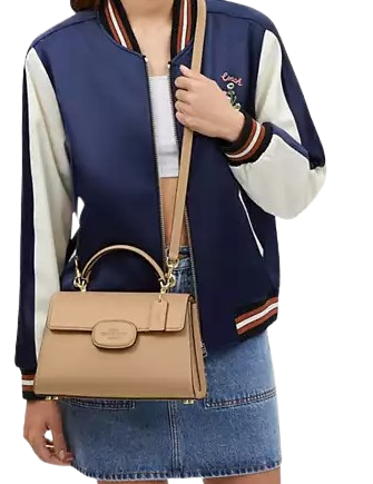 Coach Eliza Leather Top Handle Bag with Gold-Tone Hardware - Perfect for Work, Travel & Everyday Use