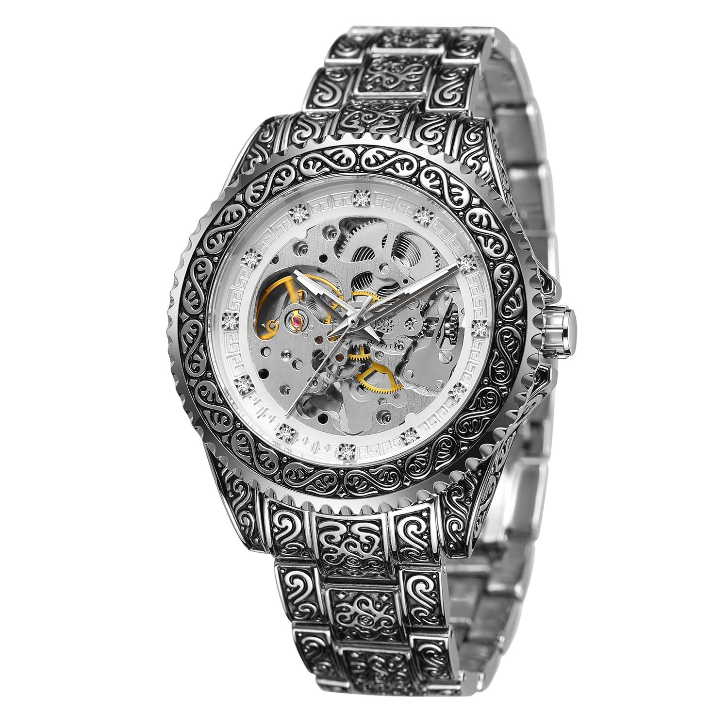 FORSINING Men's Skeleton Automatic Watch - Waterproof Self-Winding Mechanical Wristwatch with Engraved Design | Perfect for Business, Formal Events & Daily Wear