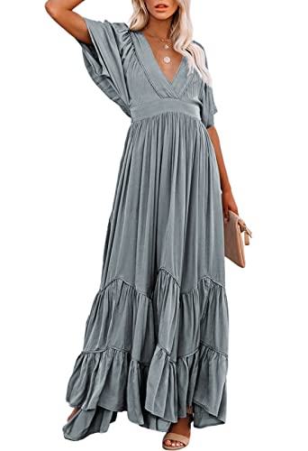Linsery Women's Maxi Summer Dress - Boho Flowy Long Dress for Beach, Vacation & Casual Wear