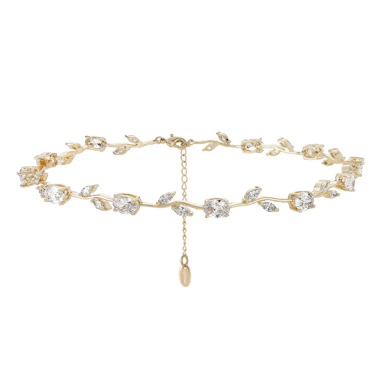 Elegant Rose Flower Crystal Rhinestone Choker Necklace for Women - Hypoallergenic Stainless Steel in Gold, Rose Gold & Silver | Adjustable Chain with Secure Clasp | Perfect for Parties, Weddings & Date Nights