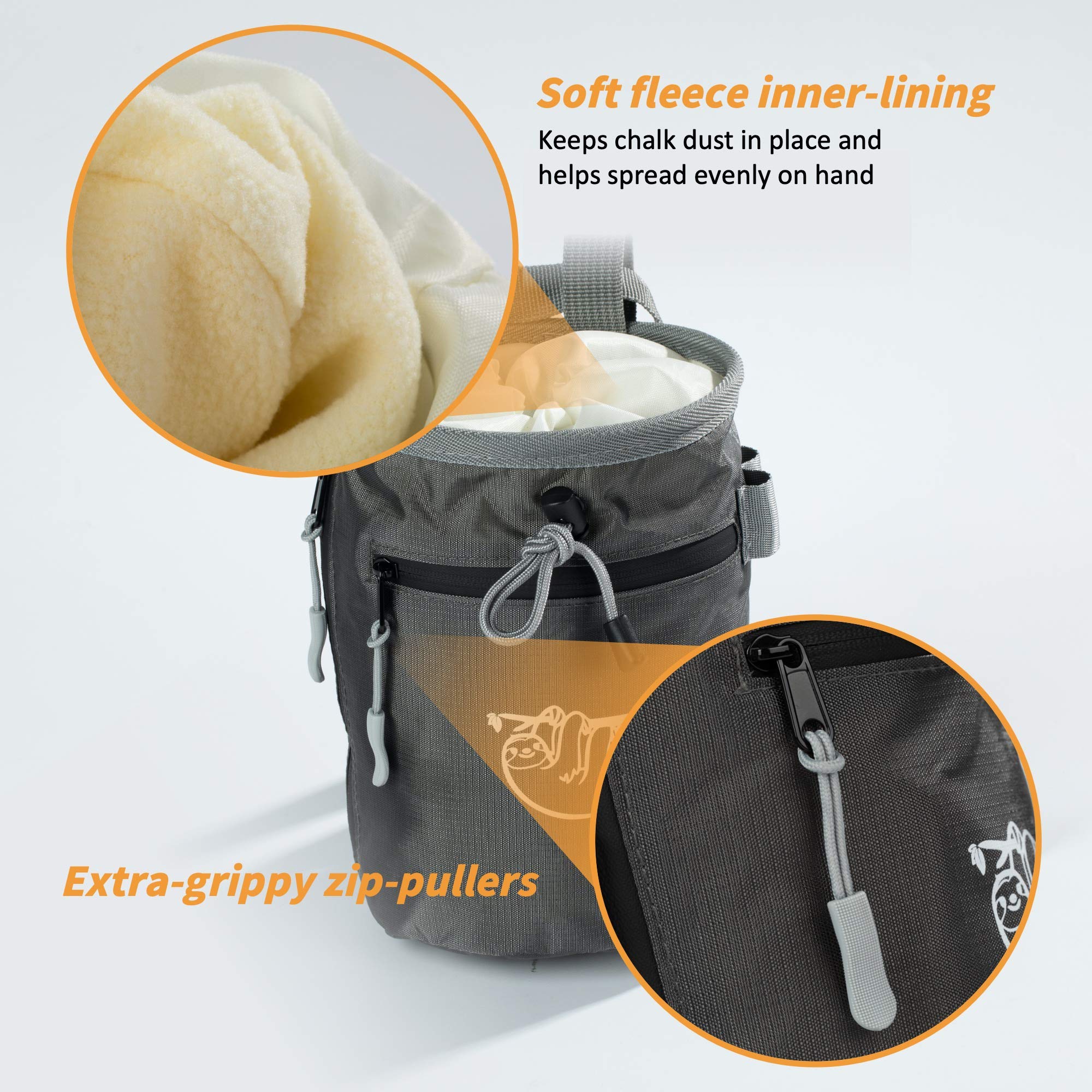 Premium Rock Climbing Chalk Bag with 2 Large Zipper Pockets - Ideal for Bouldering, Gym Weightlifting & Outdoor Climbing - Durable Chalk Holder for Sports Enthusiasts - Perfect Gift for Climbers and Fitness Lovers