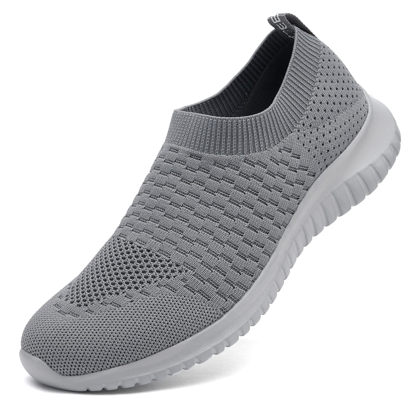 TIOSEBON Men's Slip On Walking Shoes - Breathable Knit Mesh Tennis Sneakers for Men - Comfortable Casual Shoes for Walking, Running, and Daily Wear