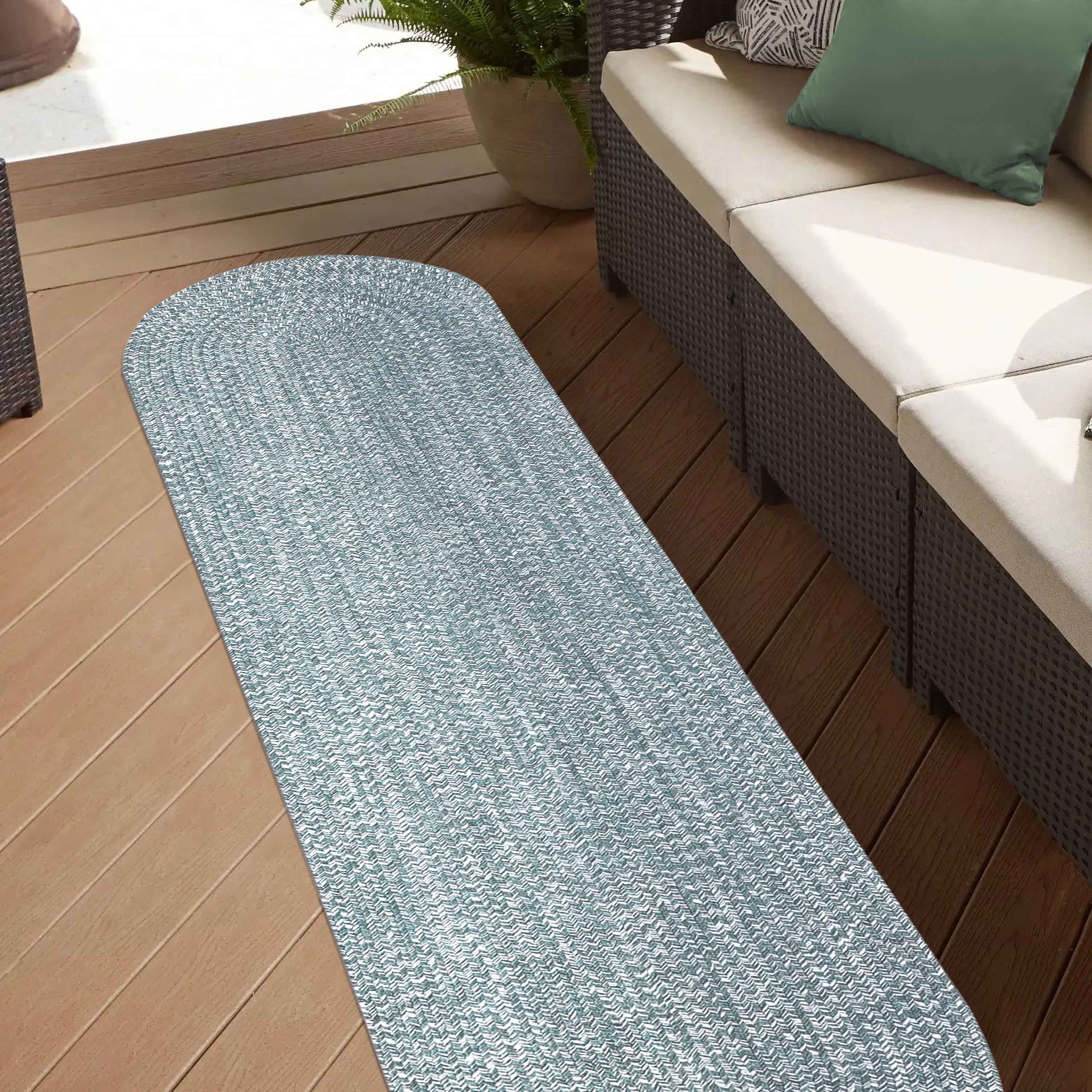 Reversible Braided Area Rug - Non-Slip Two Tone Indoor/Outdoor Rug for Living Room, Bedroom, Patio - Soft & Durable Home Decor