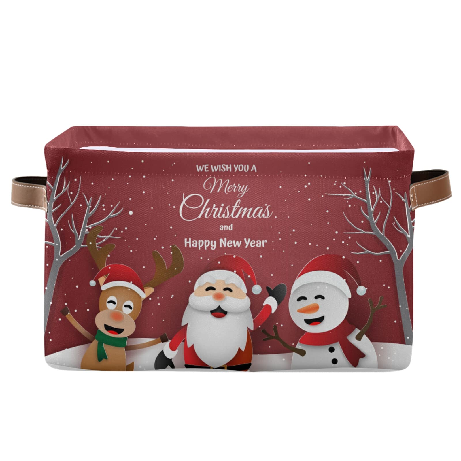 Foldable Santa Claus Christmas Storage Basket - Waterproof Collapsible Fabric Bin with Handles for Shelves, Closet & Nursery Organization | Holiday Home Decor & Gift Storage Solution