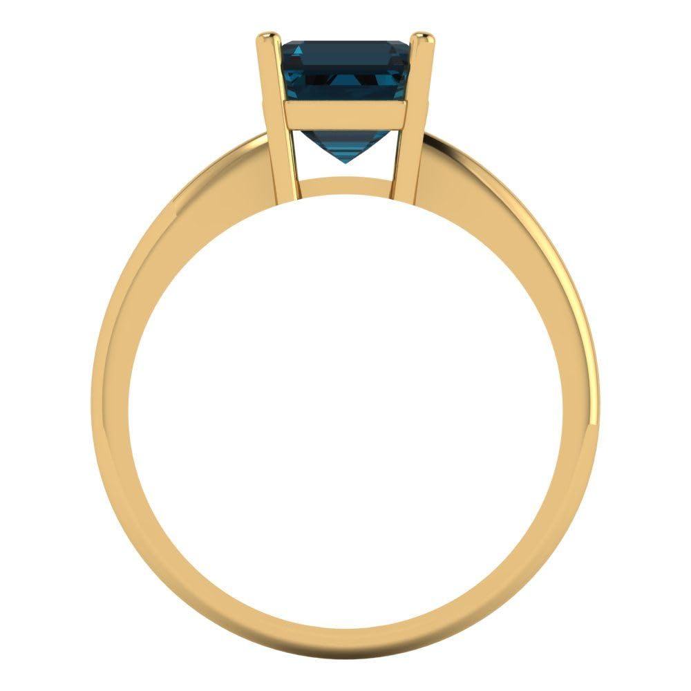 1.50 ct Natural London Blue Asscher Cut Solitaire Engagement Ring - 14k Yellow Gold Bridal Designer Anniversary Jewelry for Women - Perfect for Proposals, Weddings & Special Occasions