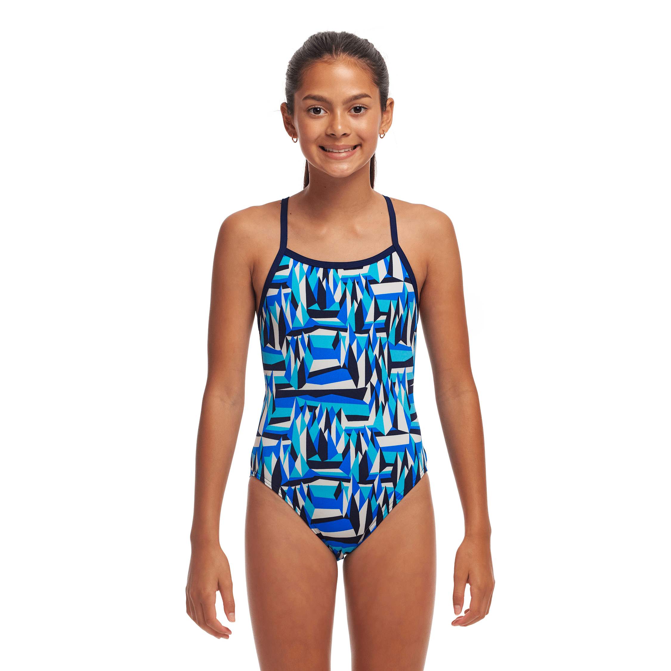 Funkita Polar Caps Single Strap Girls Swimsuit - One Piece Bathing Suit for Kids - Perfect for Swimming Lessons, Beach Vacations & Pool Parties