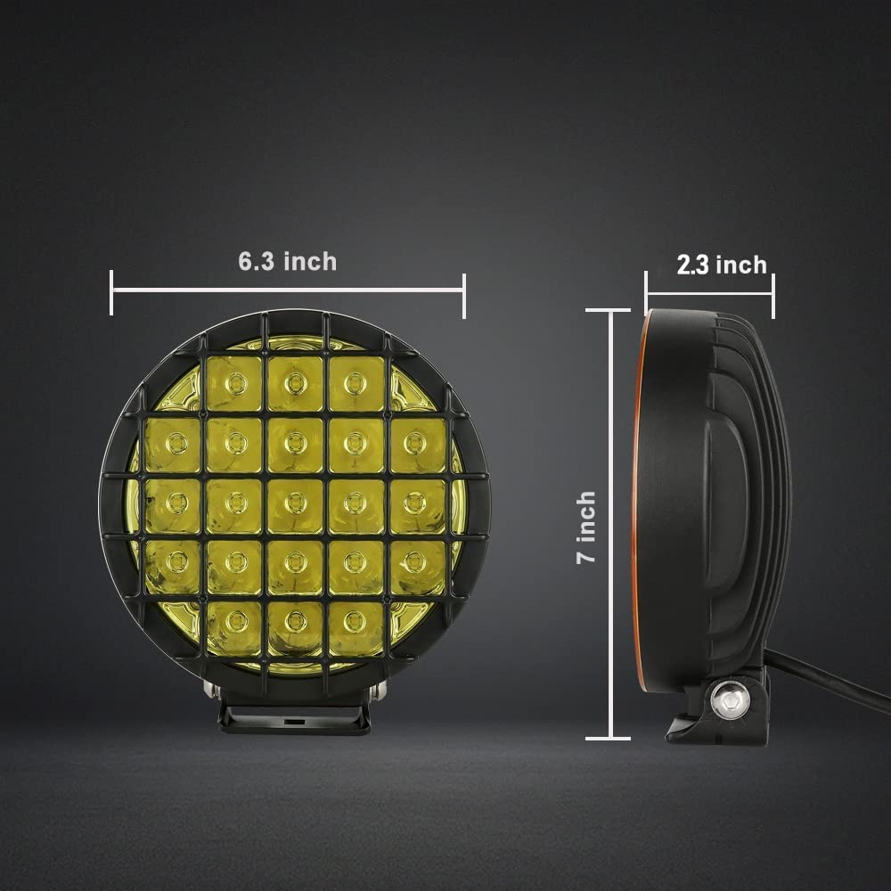 BIGLIONX 6 Inch 2-Pack Amber Round LED Off-Road Lights - 210W 32000LM Waterproof IP68 IP69K Fog Lights with Wiring Harness - 12V/24V Compatible for Pickup Trucks, ATV, UTV, SUV - Perfect for Off-Roading, Night Driving & Extreme Weather Conditions