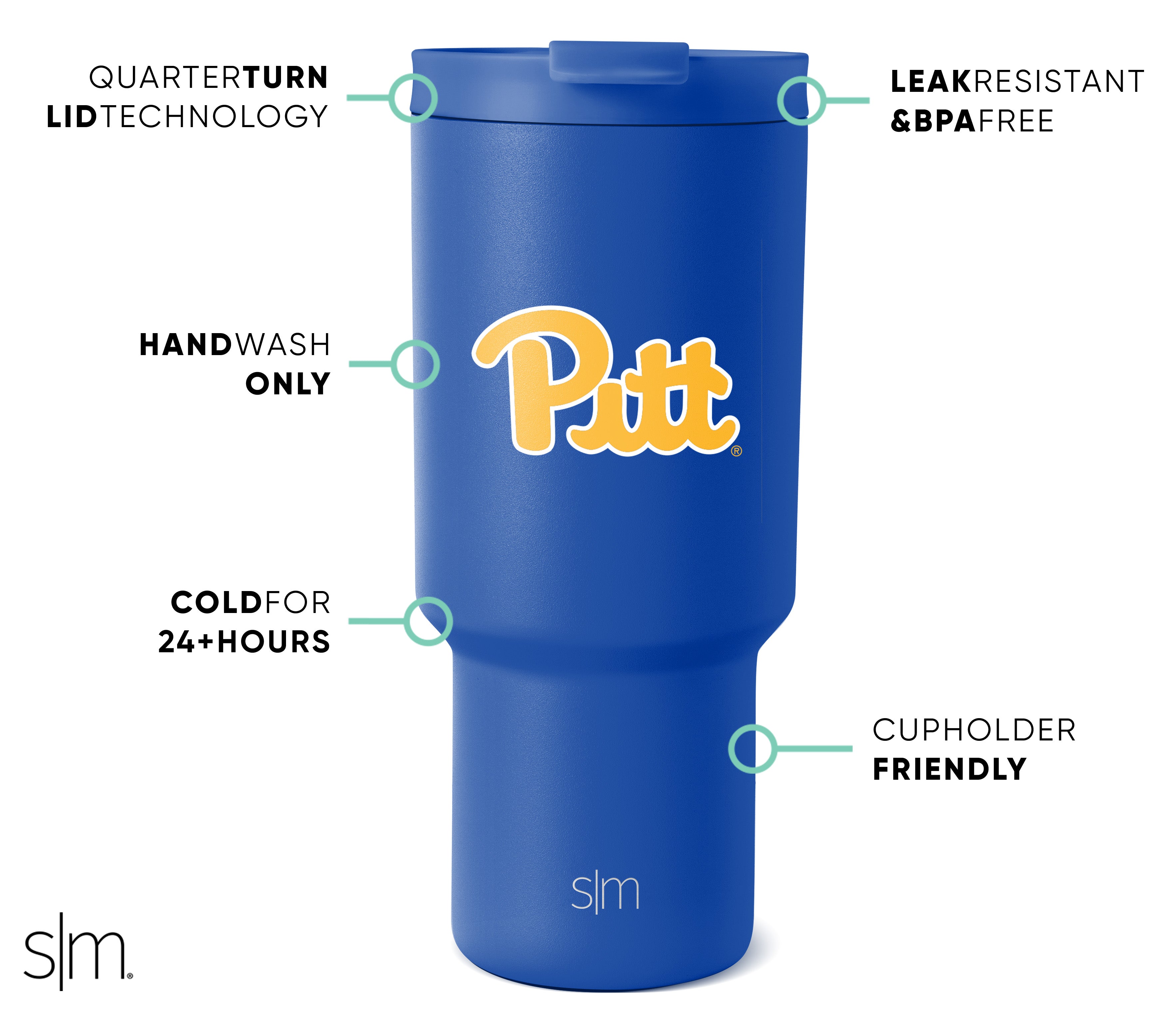 Collegiate Trek Tumbler - Insulated Stainless Steel Water Bottle with Lid & Straw - Perfect for College, Hiking, Gym & Outdoor Adventures