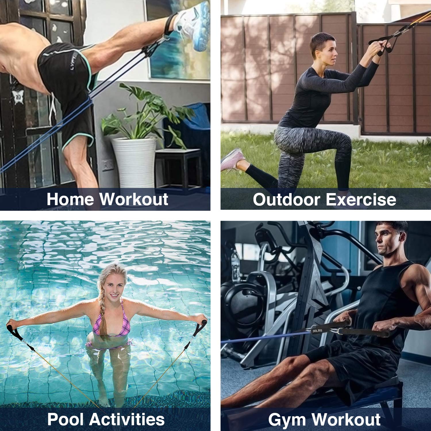 ROMIX 11-Piece Exercise Resistance Bands Set for Men & Women - Stackable Tubes Up to 150 lbs with Foam Handles, Door Anchor & Ankle Straps - Perfect for Home Gym, Indoor/Outdoor Workouts, Strength Training & Physical Therapy
