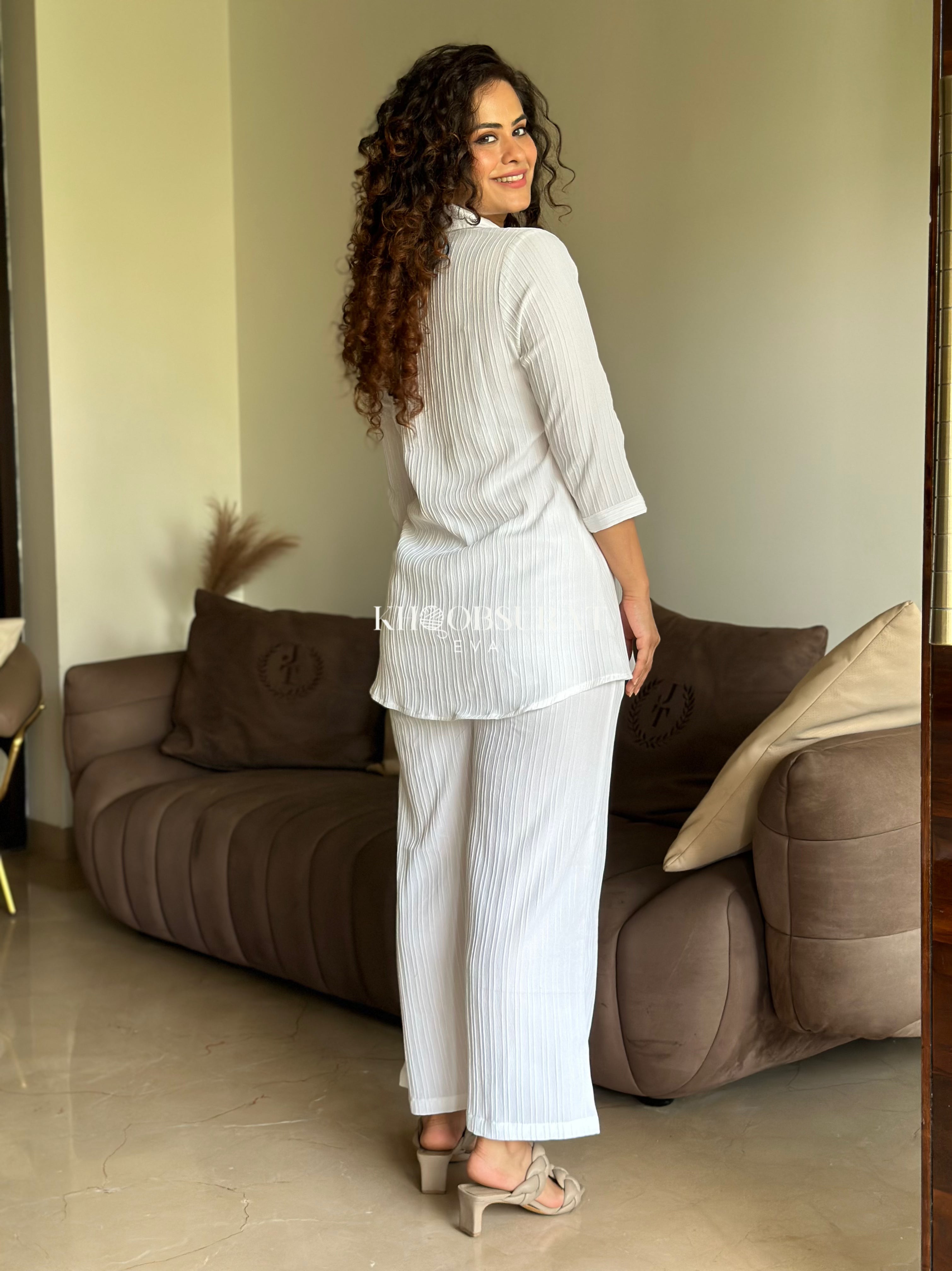 Stylish White Coord Set for Women - Perfect for Weekday Office Wear & Casual Outings | Trendy Matching Outfit for Work & Social Events