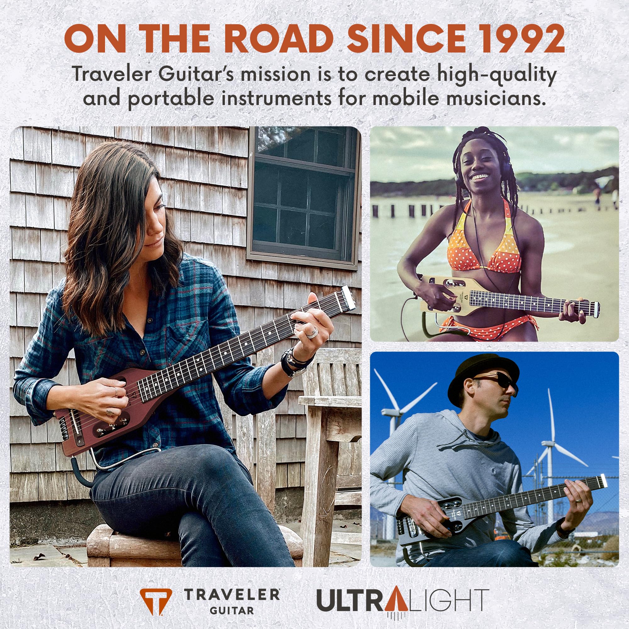 Ultra-Light Travel Acoustic-Electric Guitar - Black Gloss Finish | Portable for Camping, Busking & Small Spaces | Perfect Travel Companion for Musicians