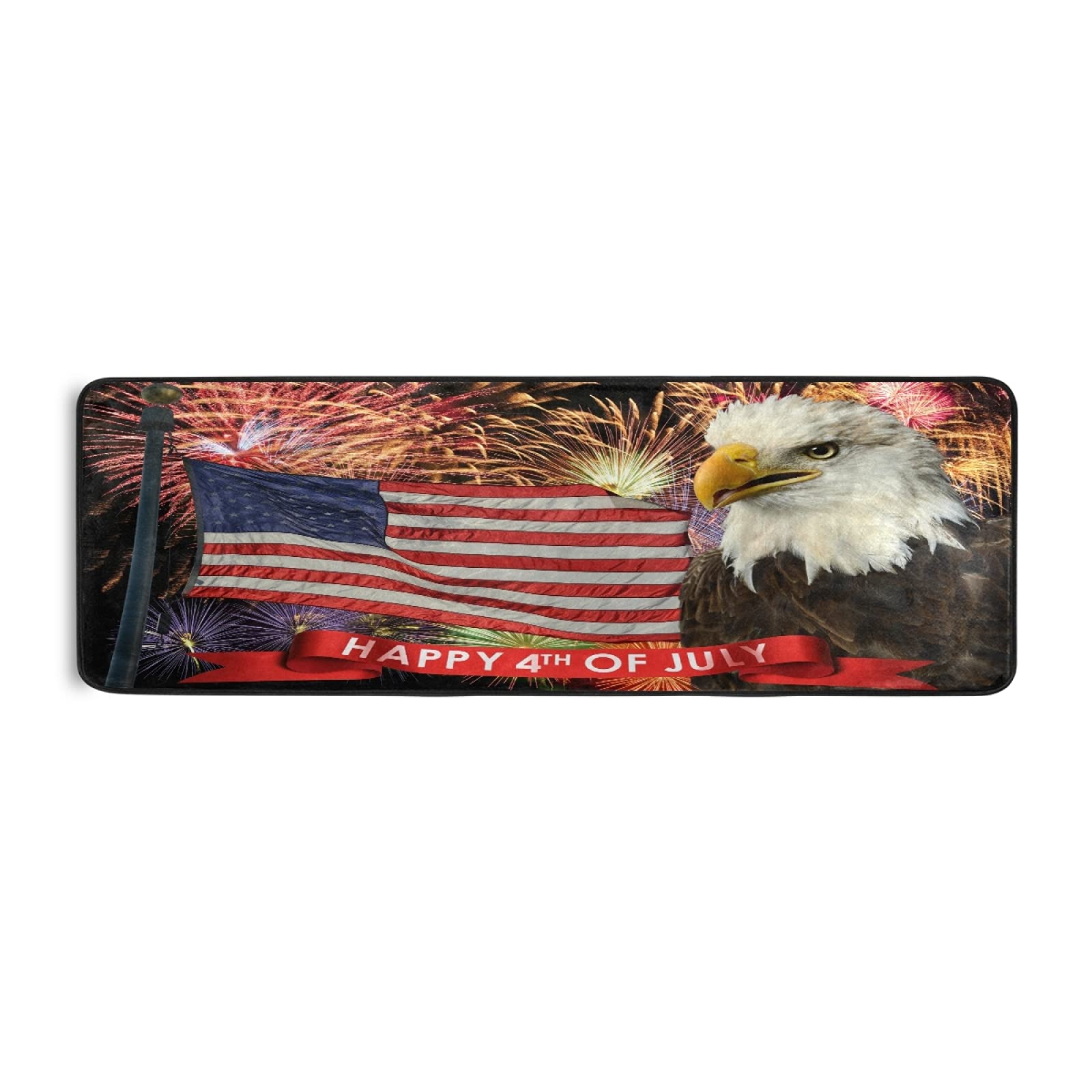 Patriotic American Flag & Bald Eagle Runner Rug - Anti-Fatigue Comfort Floor Mat for Kitchen, Bedroom, Living Room, Bathroom, Hallway & Entryway - 72x24 Inch - Perfect for Home Decor, 4th of July Celebrations & Patriotic Events