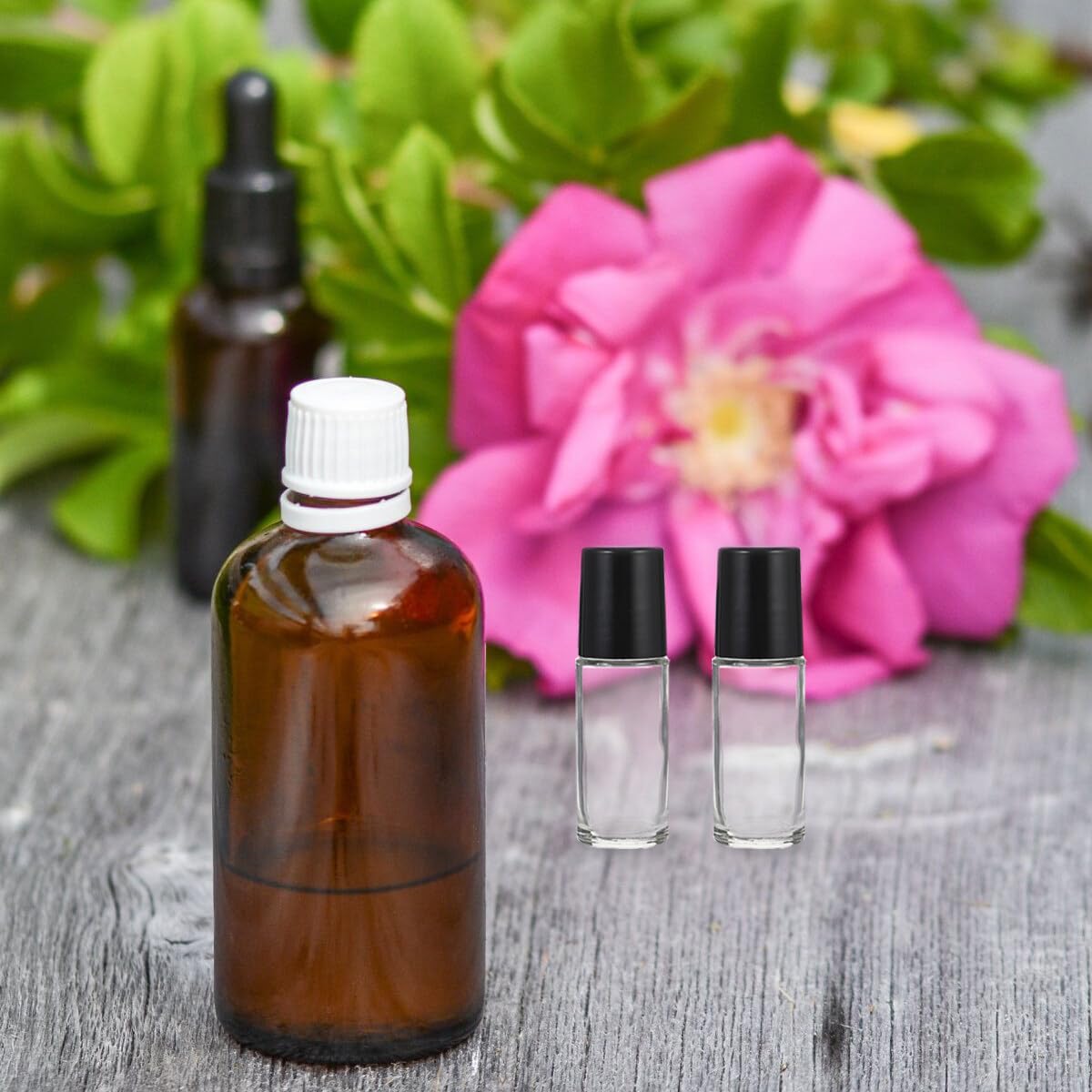 JJLFresheners 2-Pack 30ML Black & Clear Glass Essential Oil Roller Bottles - Refillable Roll-On Containers for Aromatherapy, DIY Blends, Perfumes & Travel Size Skincare - No Funnel Included