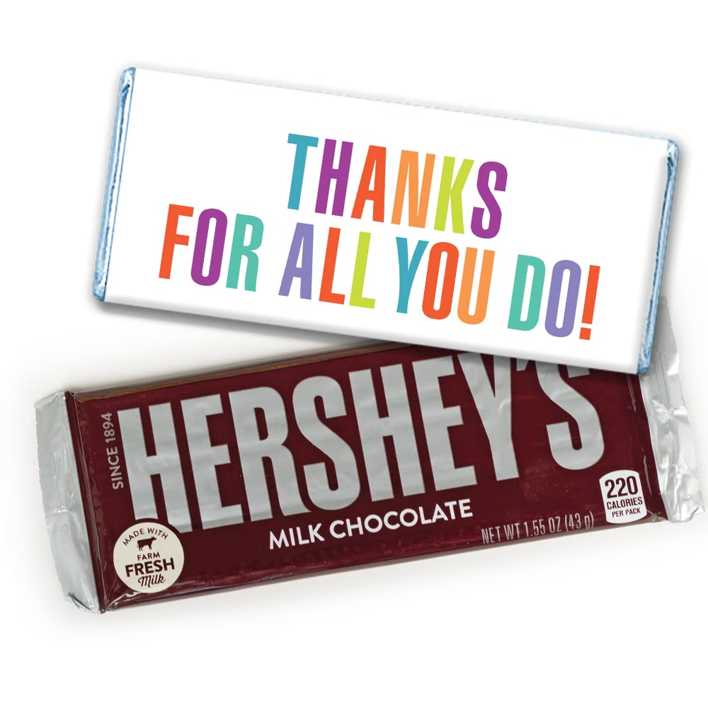 72 Count Personalized Thank You Chocolate Candy Bars in Bulk - Blue Foil Wrapped, No Assembly Required - Perfect for Employee Appreciation Gifts, Corporate Events & Party Favors