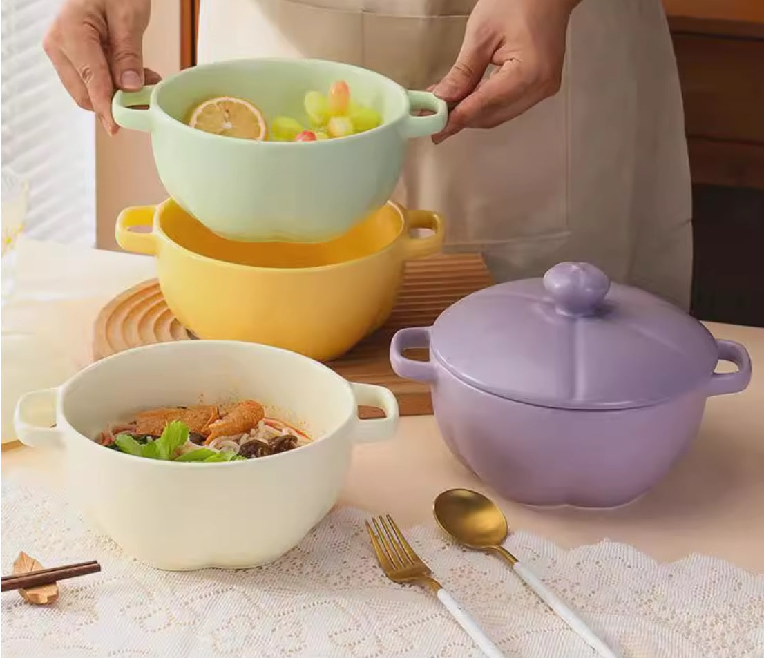 Floral Shaped 1.4L Baking Pot with Lid - Ceramic Oven Safe Casserole Dish for Baking, Roasting & Serving - Perfect for Casseroles, Soups & Desserts (50% Off Clearance Sale)
