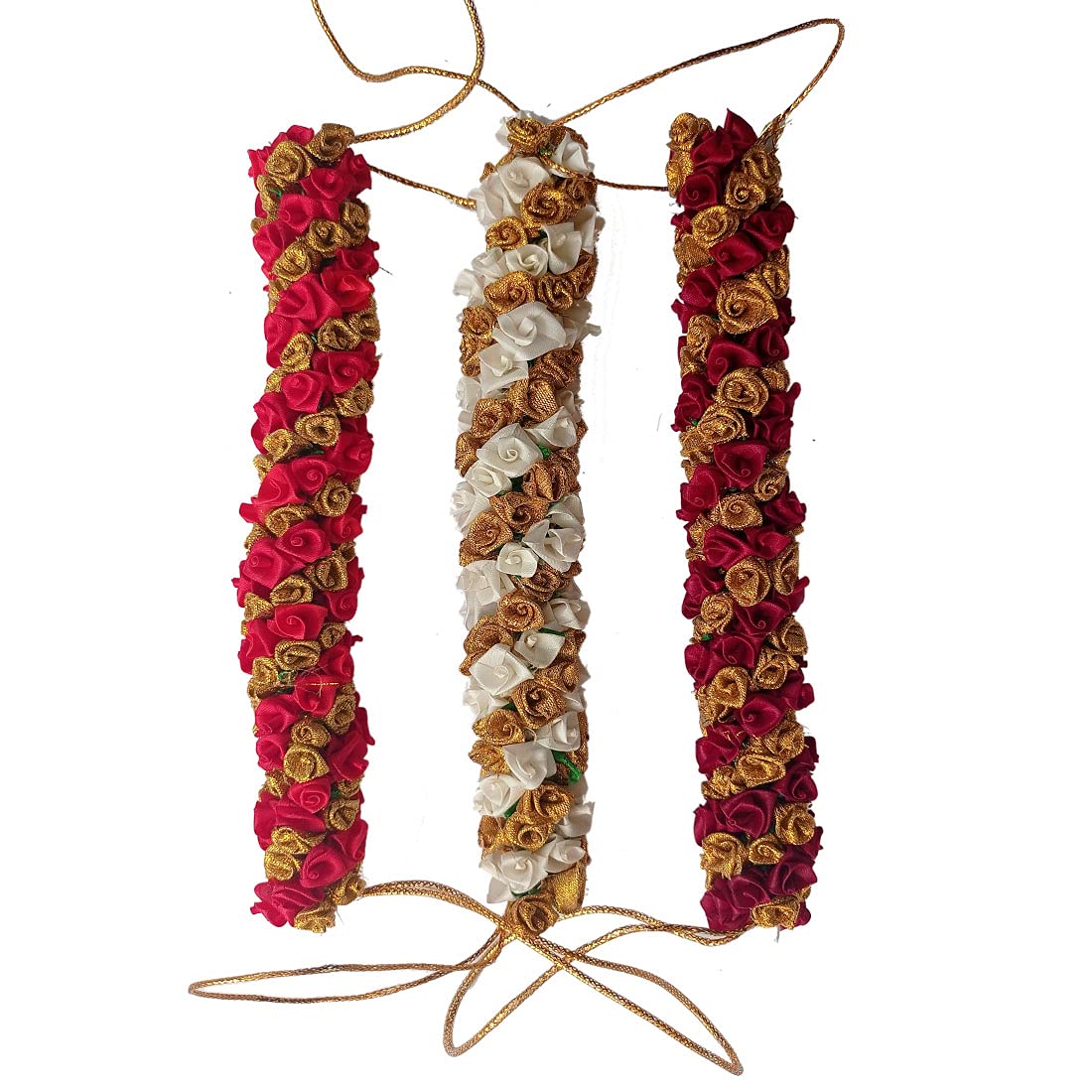 GadinFashion™ Artificial Mogra Gajra Hair Bun for Women & Girls - 3 Pack Multi Color Wedding Hair Accessories | Perfect for Bridal, Parties & Special Occasions