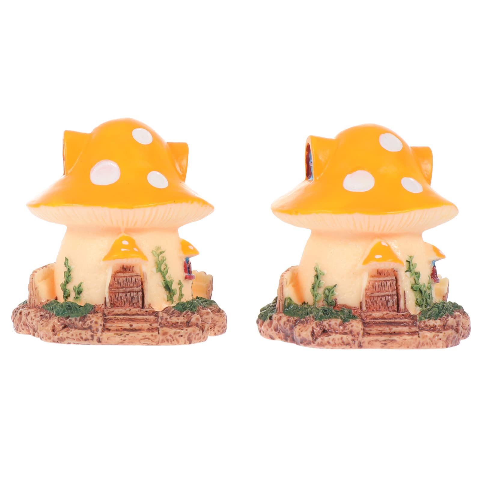2pcs Mini Resin Mushroom Fairy Garden Decor - Yellow Mushroom Figurines for Dollhouse, Plant Pots, Bonsai & Landscape Design | Perfect for Fairy Gardens, Terrariums & Home Decor