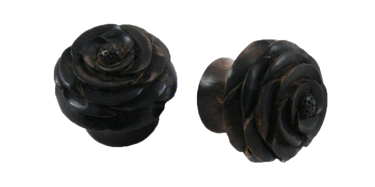 Bandaru Organics Black Ebony Wood Rose Plug - Premium Natural Wooden Rose Buds for DIY Floral Arrangements, Wedding Decor, and Home Centerpieces