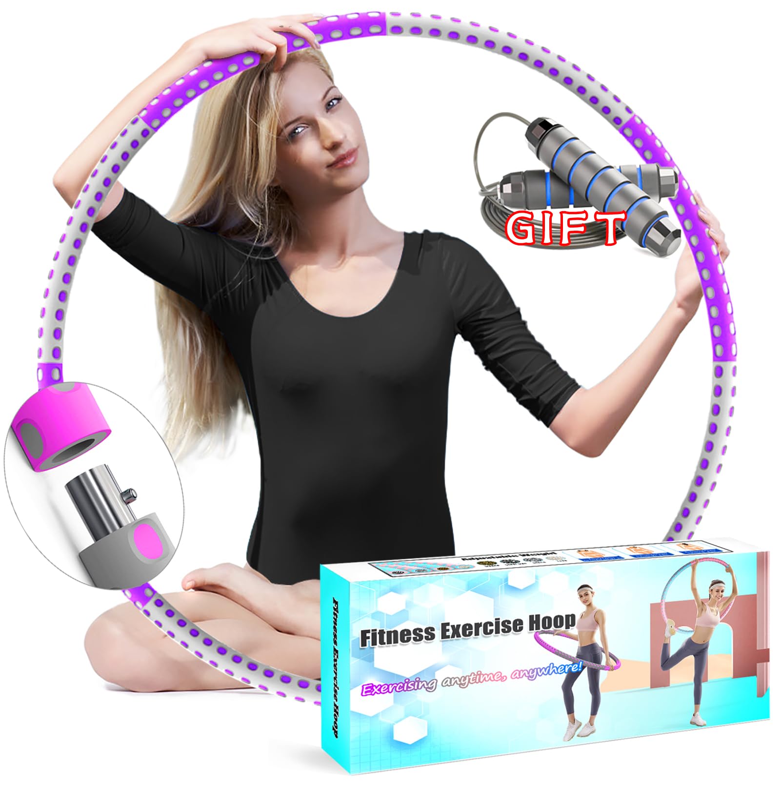 Adjustable Weighted Exercise Hoop for Adults - Stainless Steel Workout Hoop with Thick Soft Foam Padding - Professional Fitness Equipment for Weight Loss & Core Training - Perfect for Home Gym, Yoga, and Pilates Workouts