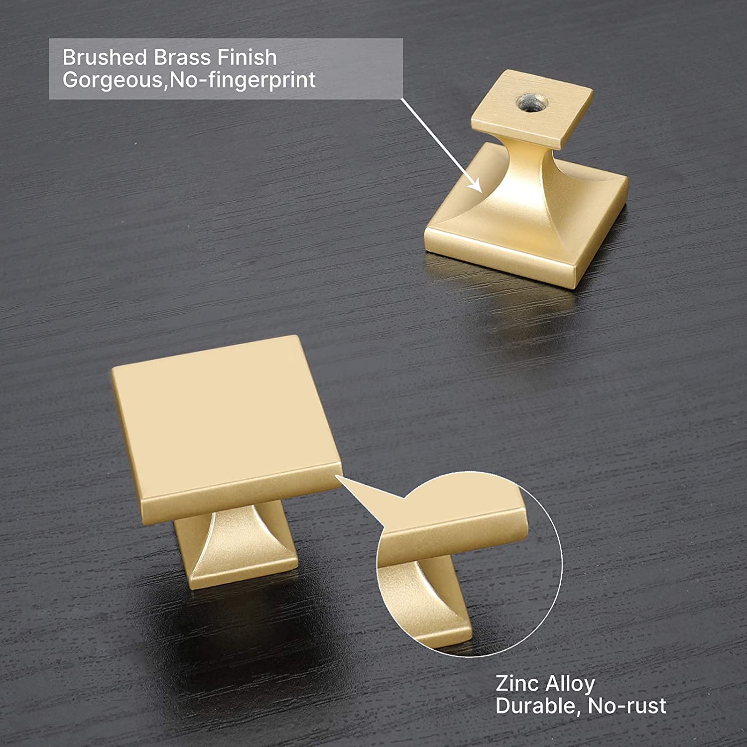 15 Pack Gold Cabinet Knobs - Brushed Brass Square Drawer Pulls for Kitchen & Dresser - Durable Zinc Alloy Hardware - Perfect for Home Renovation, Furniture Upgrade and DIY Projects