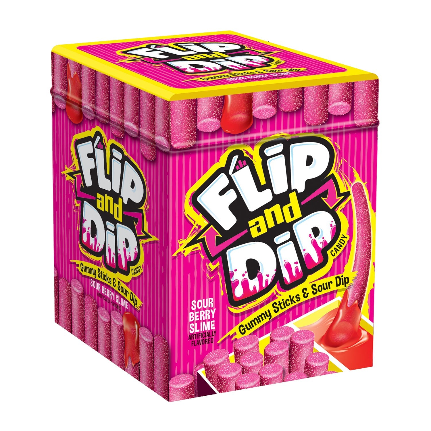 Flip N Dips Gummy Dips Candy - 8 Count Box | Sour & Sweet Gummy Treats for Kids, Parties & Movie Nights