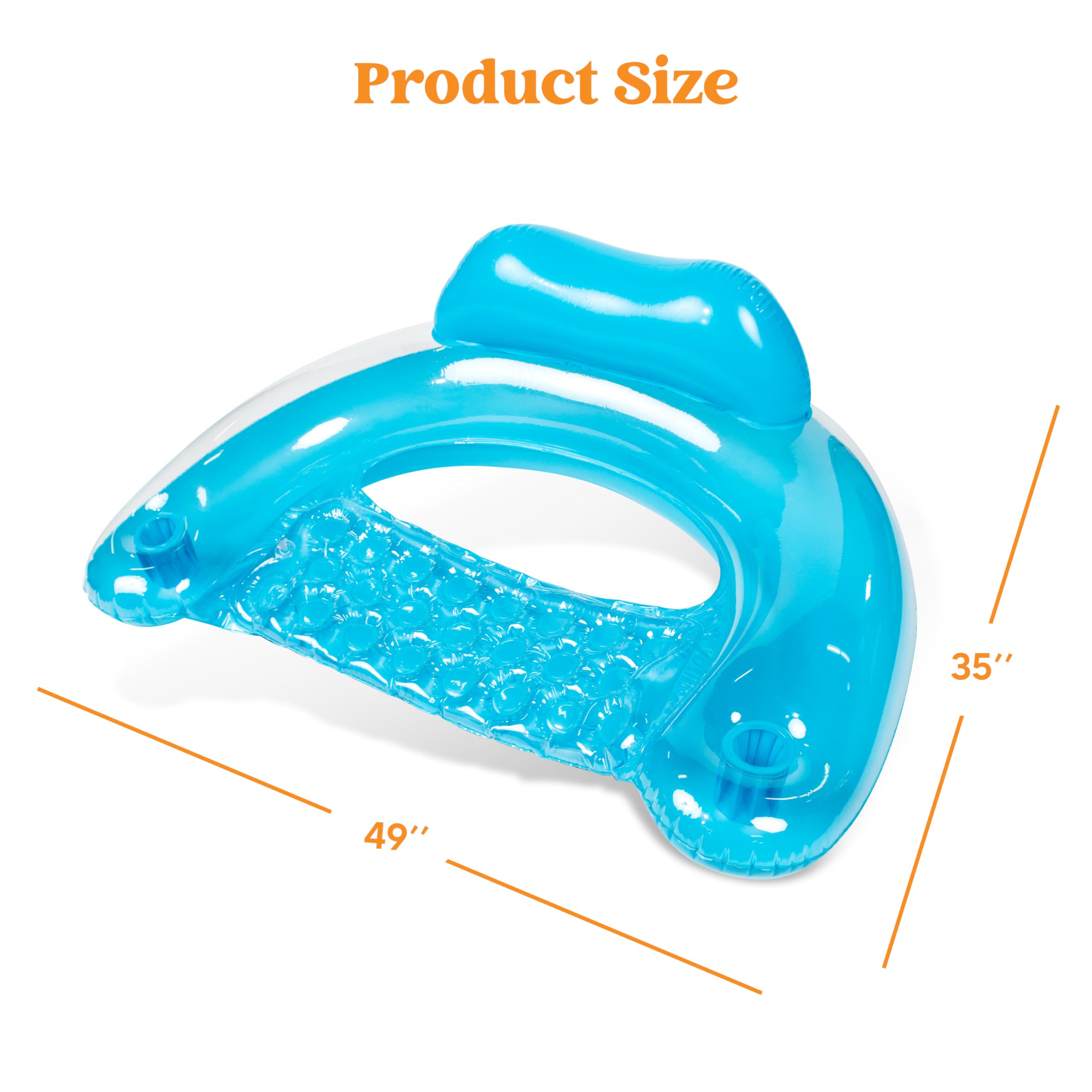**SLOOSH 2-Pack Inflatable Pool Floats for Adults - Floating Chairs with Cup Holders, Blow-Up Hammock Noodle Mat for Relaxing Summer Fun - Perfect for Swimming Pools, Beaches & Backyard Parties**