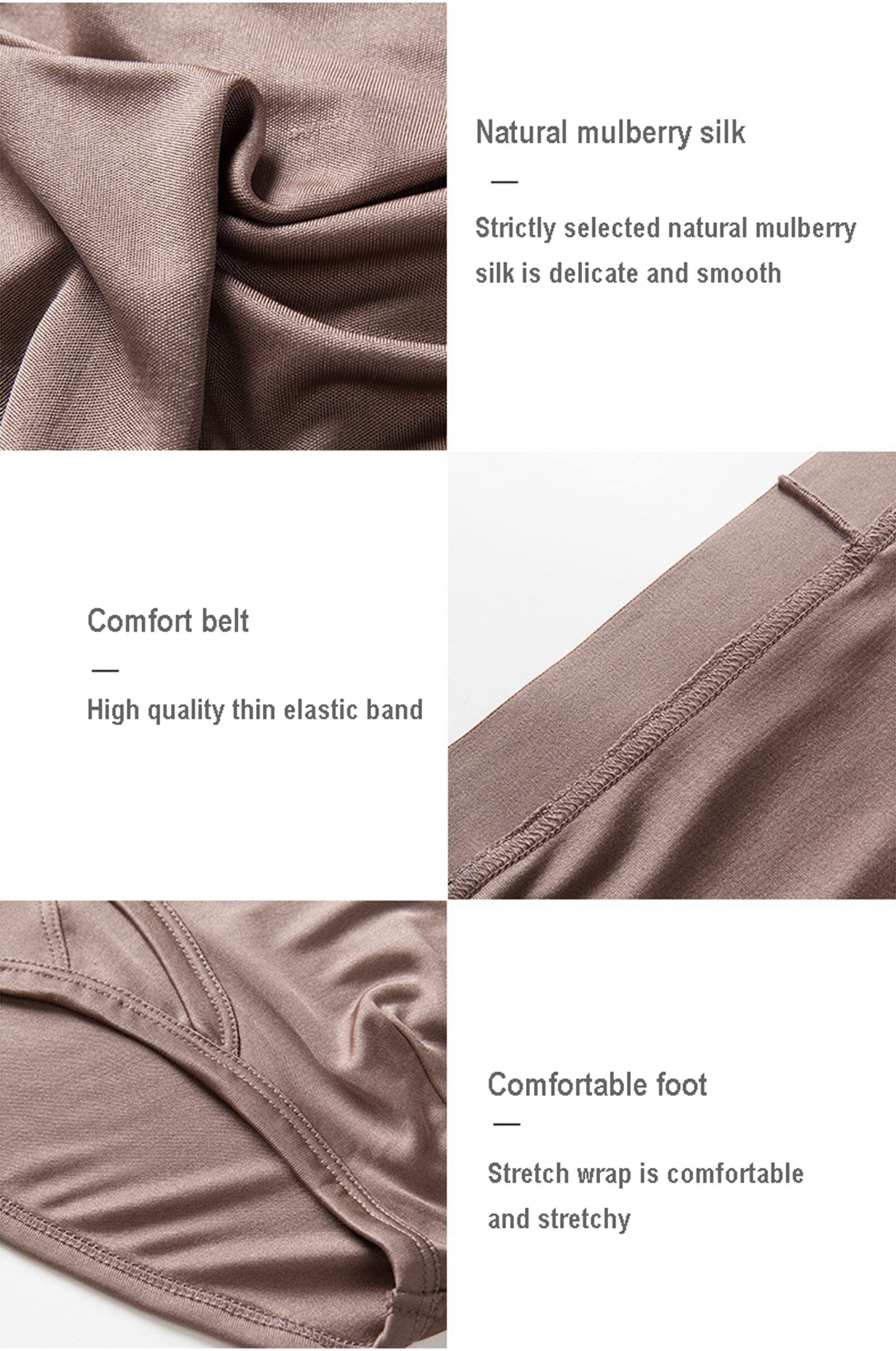 3-Pack Men's 100% Mulberry Silk Underwear - Low Rise Briefs Classic Satin Panties for Comfort & Breathability | Perfect for Sleep, Travel & Everyday Wear