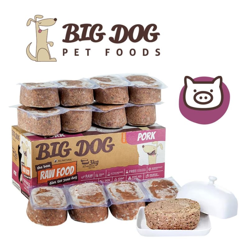 Premium Frozen Raw BARF Dog Food - Pork Recipe for Large Breeds (3kg) | High-Protein, Grain-Free Diet for Optimal Canine Health | Perfect for Meal Prep & Raw Feeding Enthusiasts