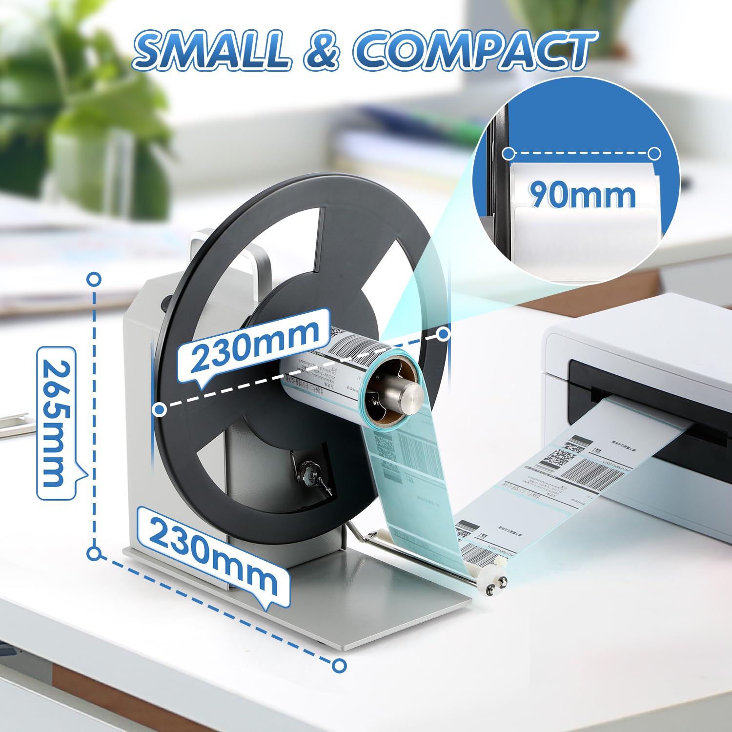 Automatic Label Rewinder Machine - Adjustable Speed Sticker Rewinder with Bidirectional Function, Printer Sync, 1
