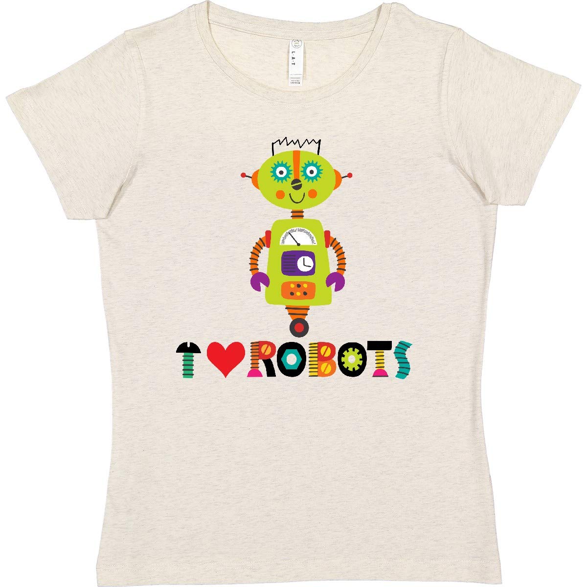 Inktastic Robotics Team I Love Robots Women's T-Shirt | STEM Robotics Enthusiast Tee | Comfortable Cotton Shirt for Women | Perfect for Robotics Competitions & STEM Events
