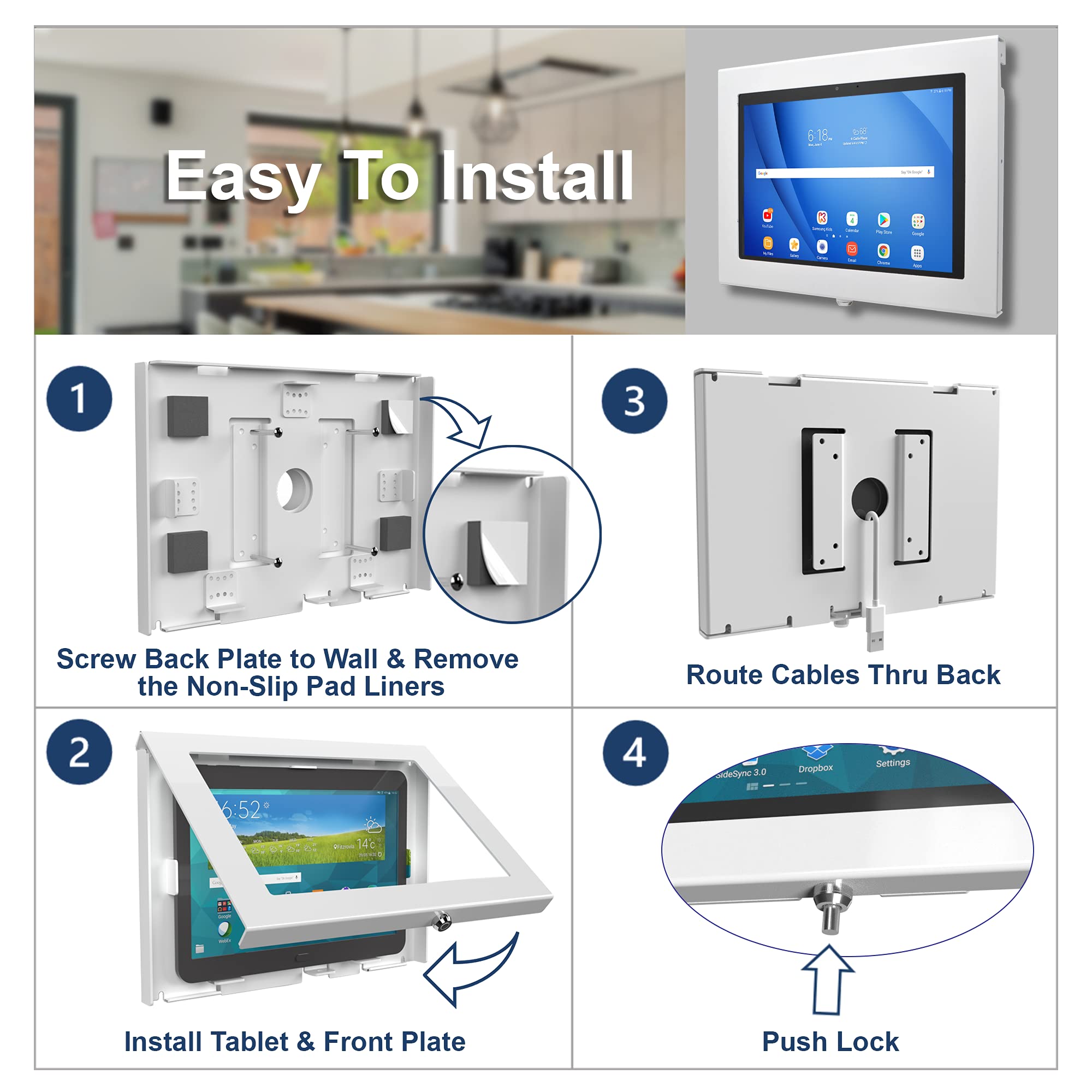 Secure TABcare Anti-Theft Metal Locking Case for Samsung Galaxy TAB A 10.1 2019 Tablet (SM-T510) - Heavy Duty Protection for Kiosk, POS System, Retail Store Display & Time Clock - White - Perfect for Business, Public Spaces & High-Traffic Areas