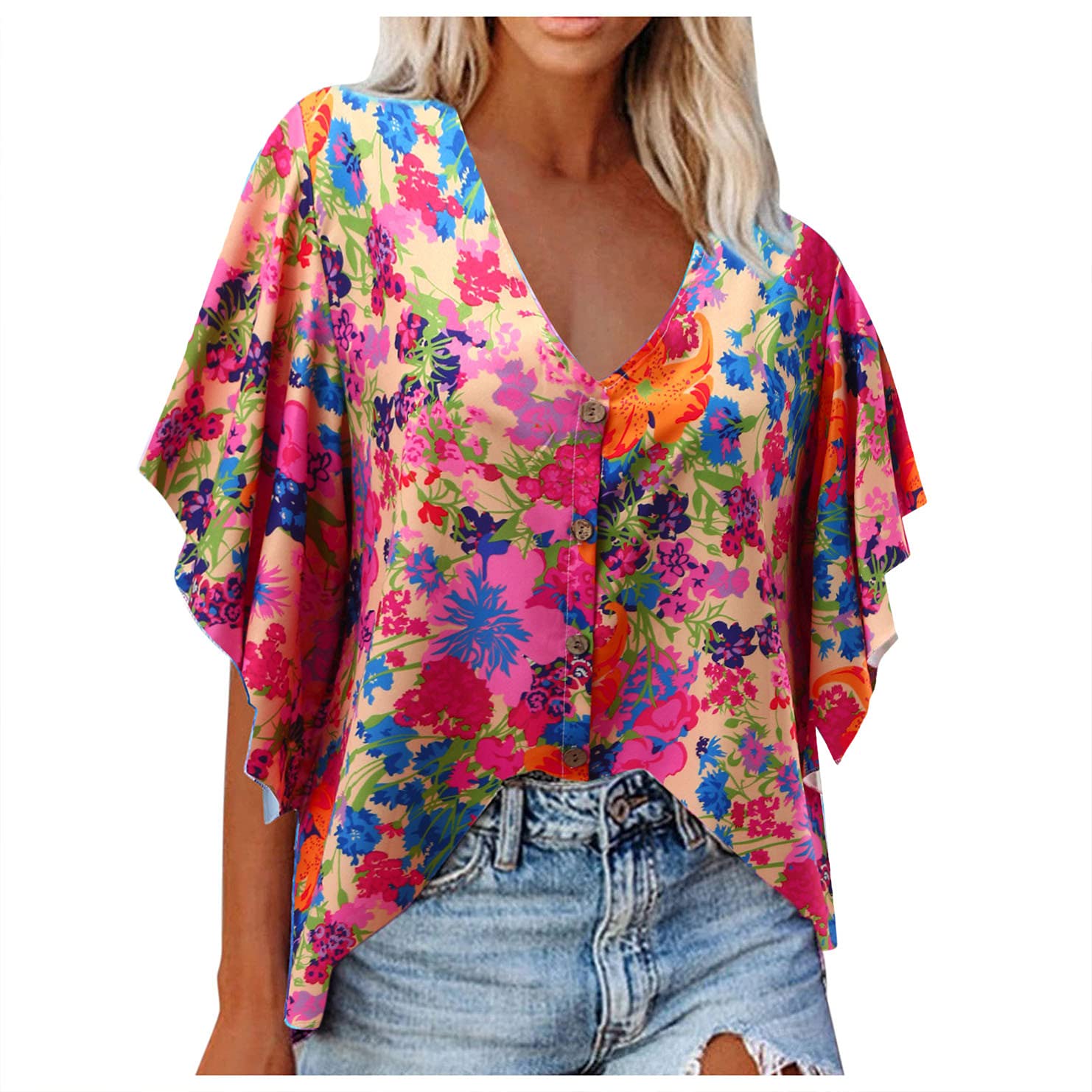 Women's Short Sleeve T-Shirts & Long Sleeve Henley Shirts - V Neck Ribbed Button Down Knit Sweater Fitted Tops for Casual Wear, Layering and Everyday Outfits