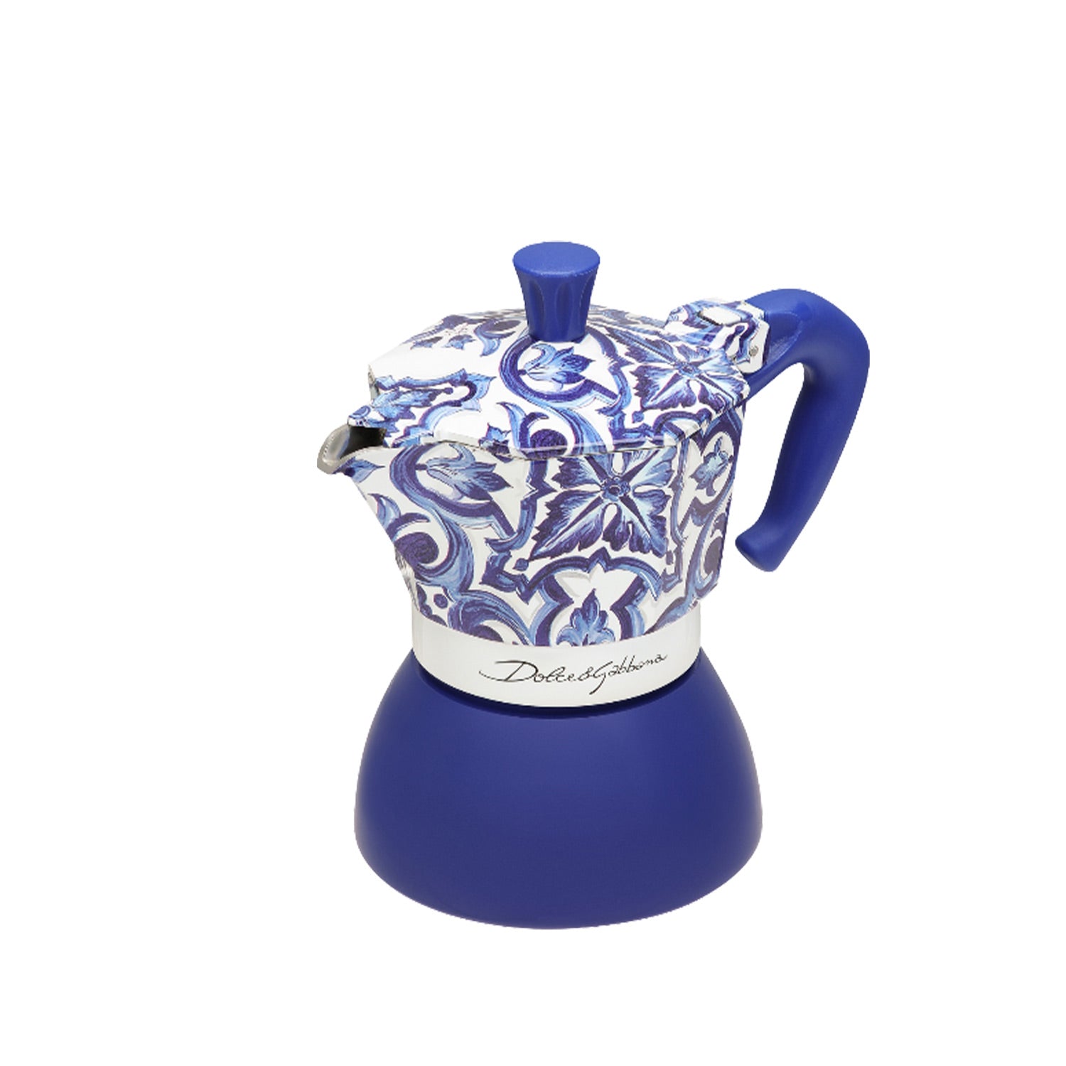 Bialetti Dolce&Gabbana Moka Induction 4 Cup Stovetop Espresso Coffee Maker in Mediterranean Blue - Perfect for Home, Office & Italian Style Coffee Brewing