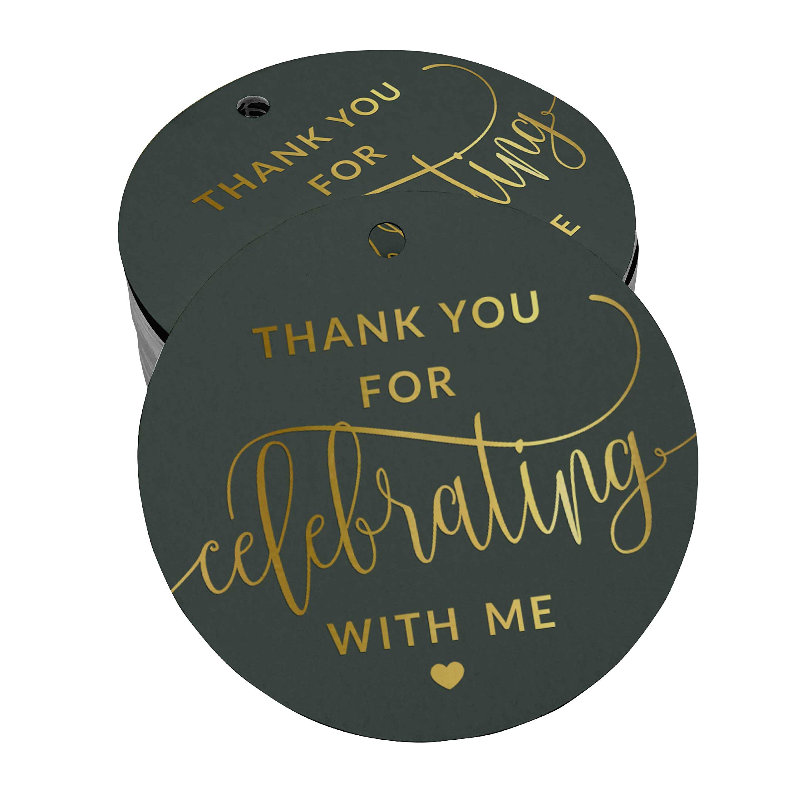 100pcs Real Gold Foil Thank You Tags for Birthday Party Favors - Elegant Celebration Gift Tags for Wedding, Baby Shower & Special Events