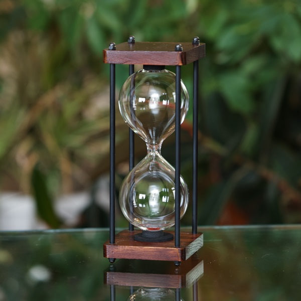 Elegant Wood Square Hourglass Urn with Black Metal Spindles - Perfect for Home Decor, Office Display, and Memorial Keepsakes