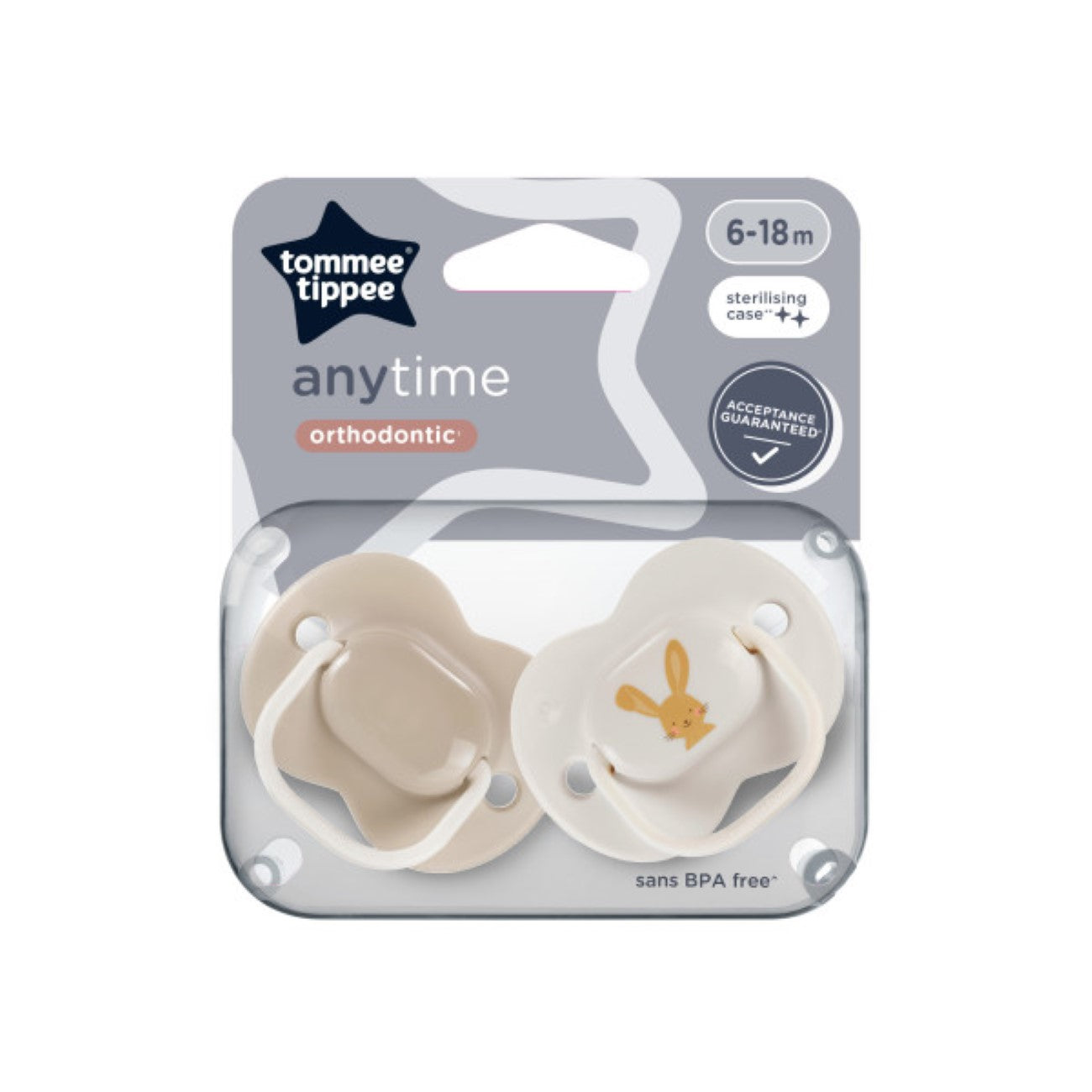 Anytime Soother Pacifier for Babies 6-18 Months (Pack of 2) - Perfect for Daytime Comfort & Nighttime Sleep