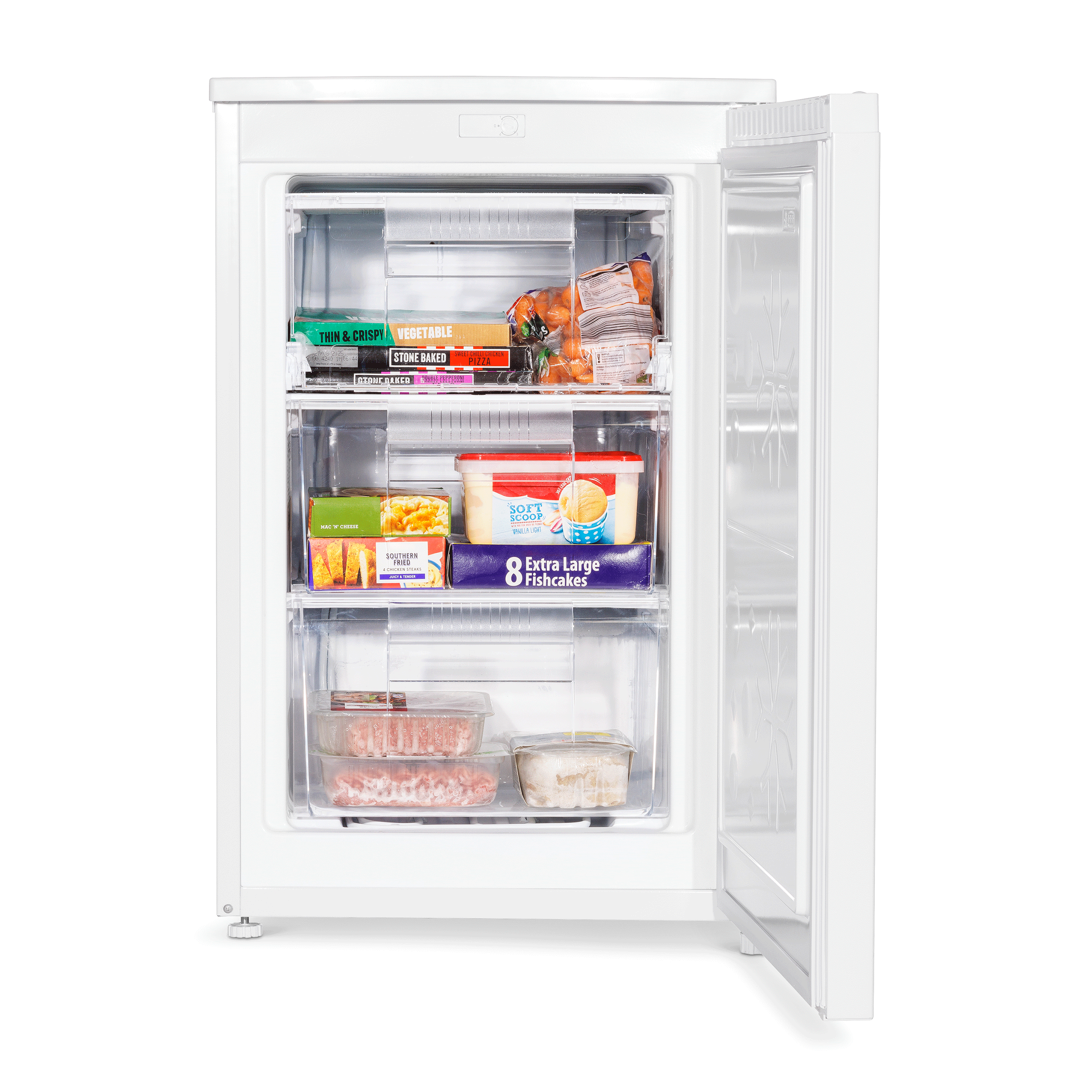 Baridi 55cm Undercounter Freezer with Adjustable Thermostat, 4 Star Energy Rating, 85L Capacity, White - Perfect for Home, Kitchen, Restaurant & Commercial Use - Model DH250