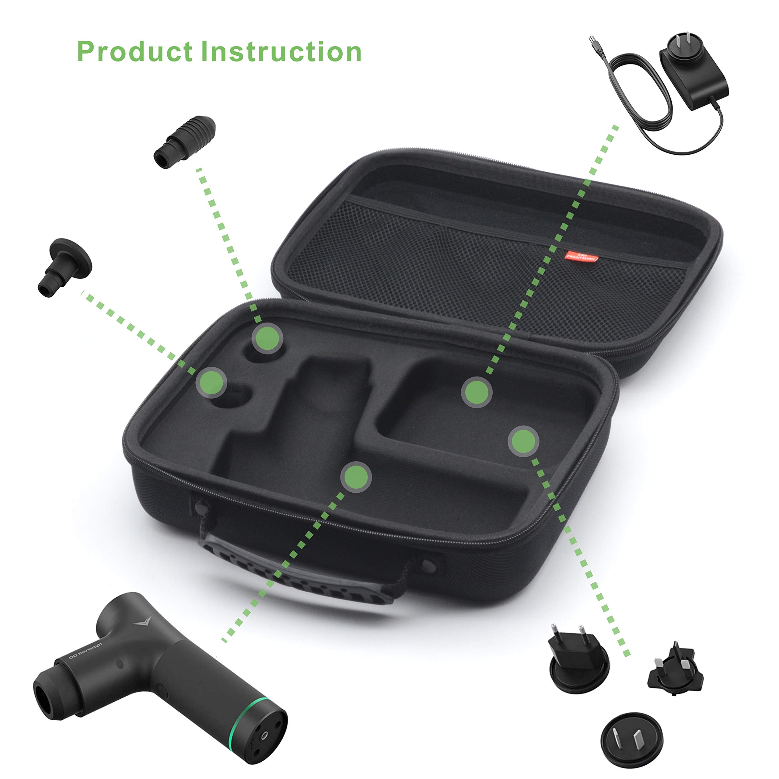 Hypervolt GO Case - Waterproof, Scratch-Resistant & Shockproof Protective Storage Bag for Hypervolt GO Massager + 2 Accessories - Perfect for Travel, Gym & Outdoor Fitness Activities