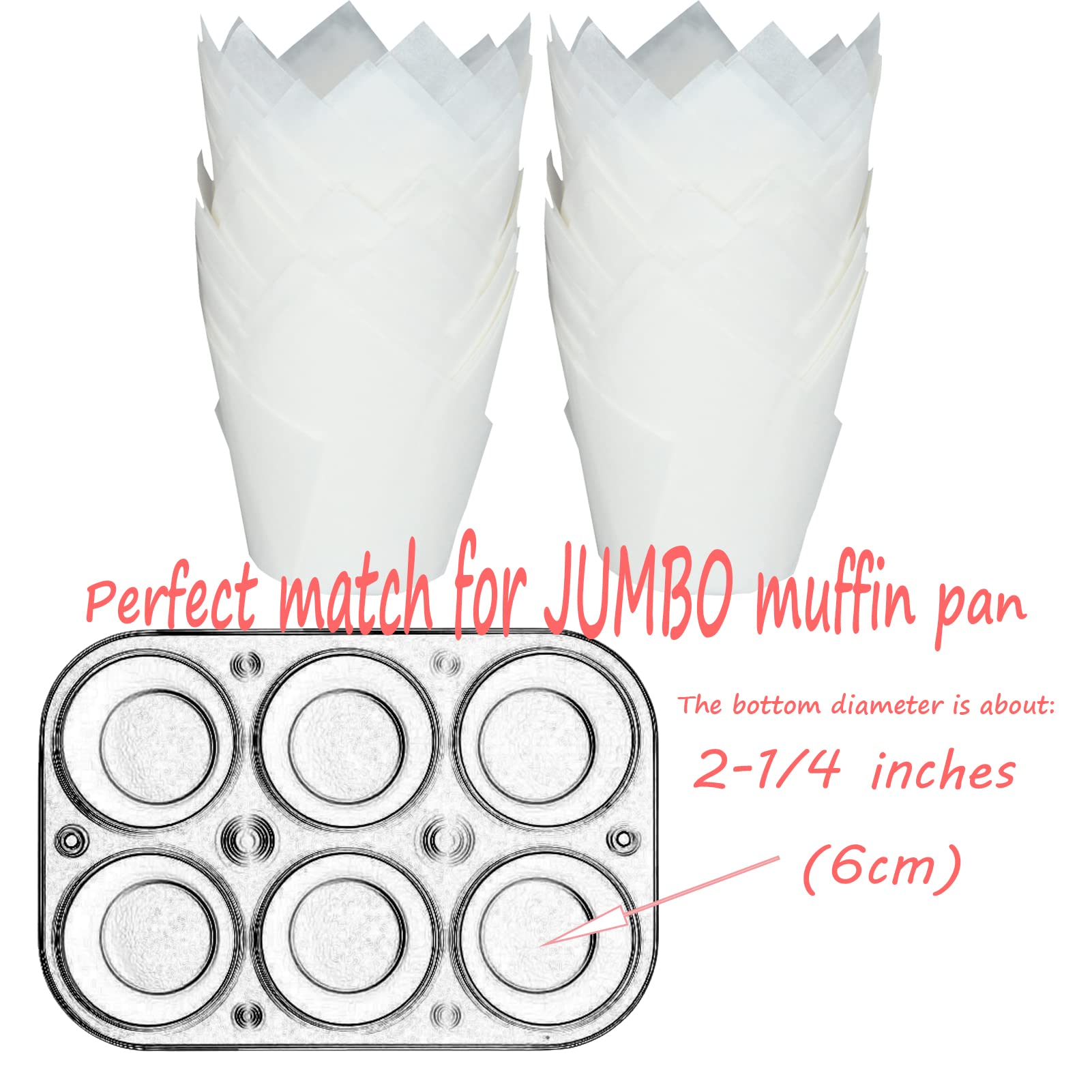 Premium White Tulip Baking Cups 2.25
