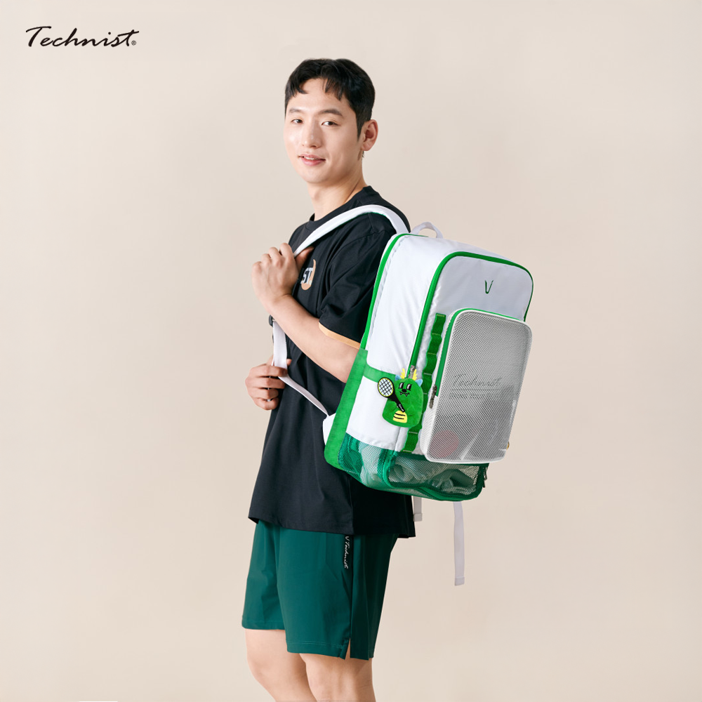 Technist TNB 5486 Tennis Racket Backpack - Durable Sports Bag for Tennis Players, White & Green - Perfect for Court Training, Travel & Gym Storage