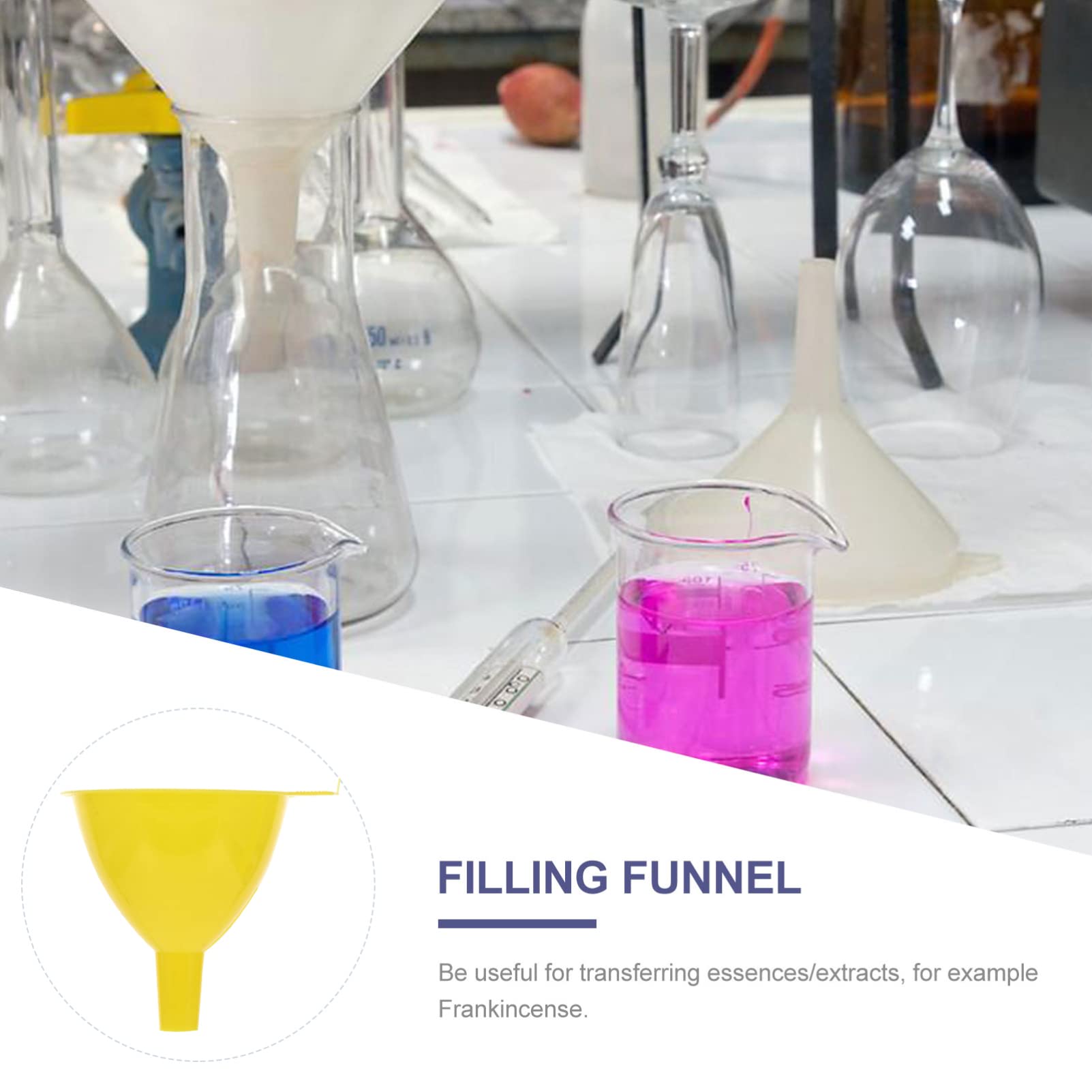 10pcs Mini Plastic Funnels for Laboratory, Essential Oils & Experiments - Small Liquid Transfer Funnels for DIY, Home Science & Chemistry Projects
