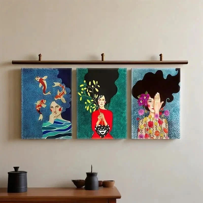 3-Piece Abstract Floral Metal Wall Art Prints - Ready to Hang Modern Home Decor for Living Room, Bedroom & Office