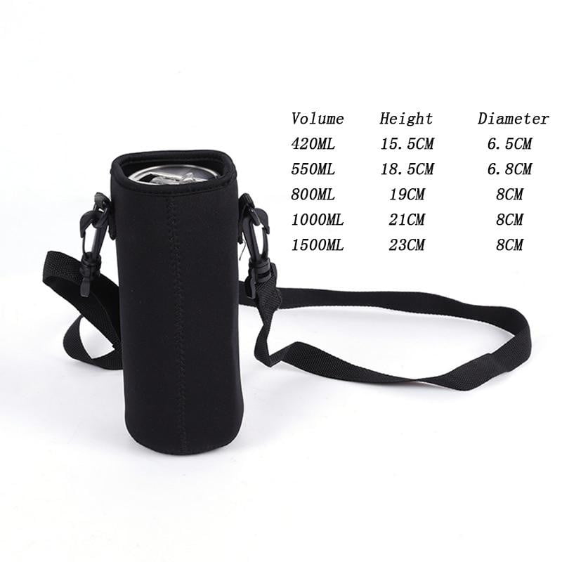 420 1500ML Insulated Neoprene Sports Water Bottle Holder - Leakproof Thermal Sleeve for Gym, Hiking & Outdoor Activities - Fits Hydro Flask, Yeti & Standard Bottles (Black)