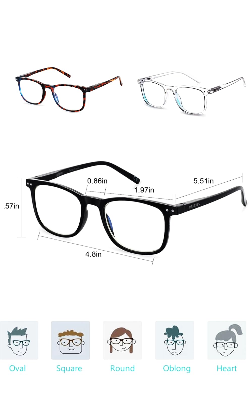 Blue Light Blocking Glasses for Men & Women - Anti Glare UV Protection - Reduce Eye Strain for Work & Gaming