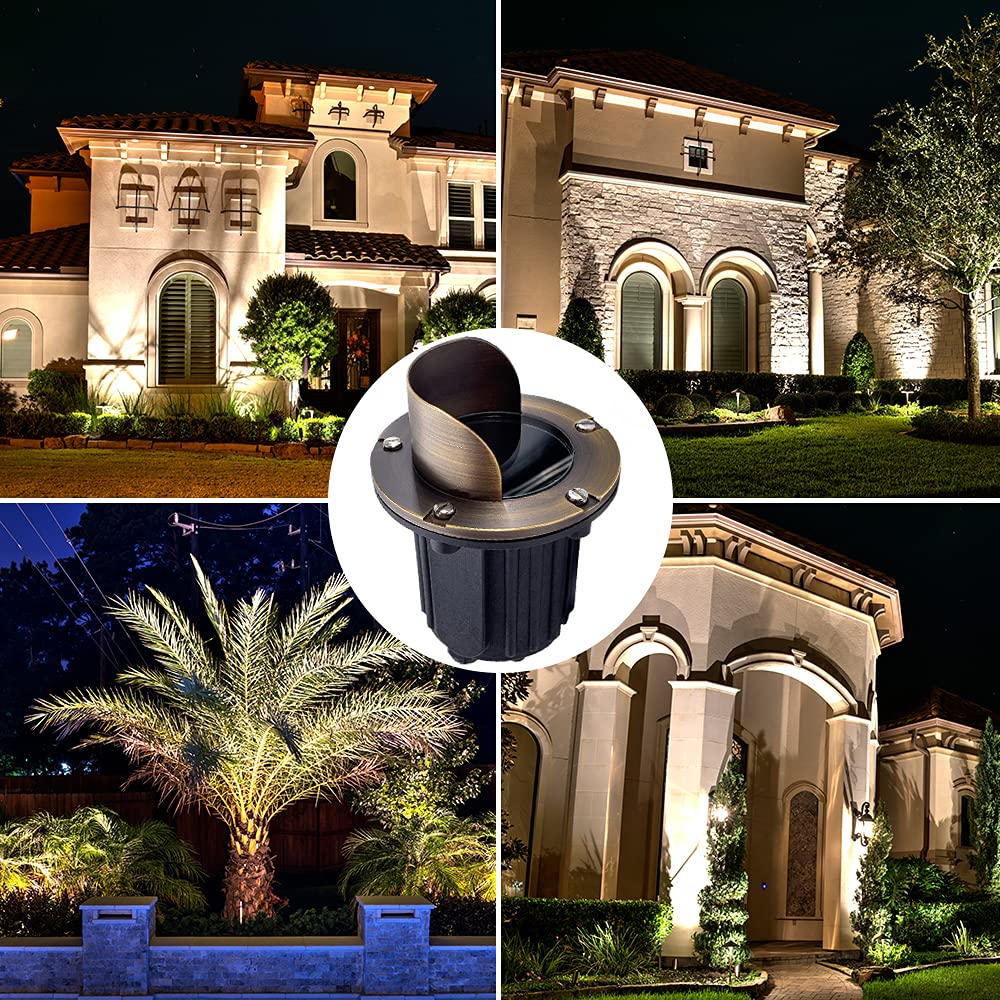 7W LED In-Ground Well Lights - Solid Brass Outdoor Landscape Lighting for Home, Garden, Patio, Pool & Deck | Durable, Bright Security Spot Lights for Long-Lasting Illumination | Perfect for Pathway, Driveway & Architectural Accent Lighting