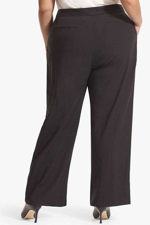 Tinsley Wide Leg Stretch Linen Pants for Women - Comfortable & Breathable Black Trousers - Perfect for Office, Travel and Casual Wear