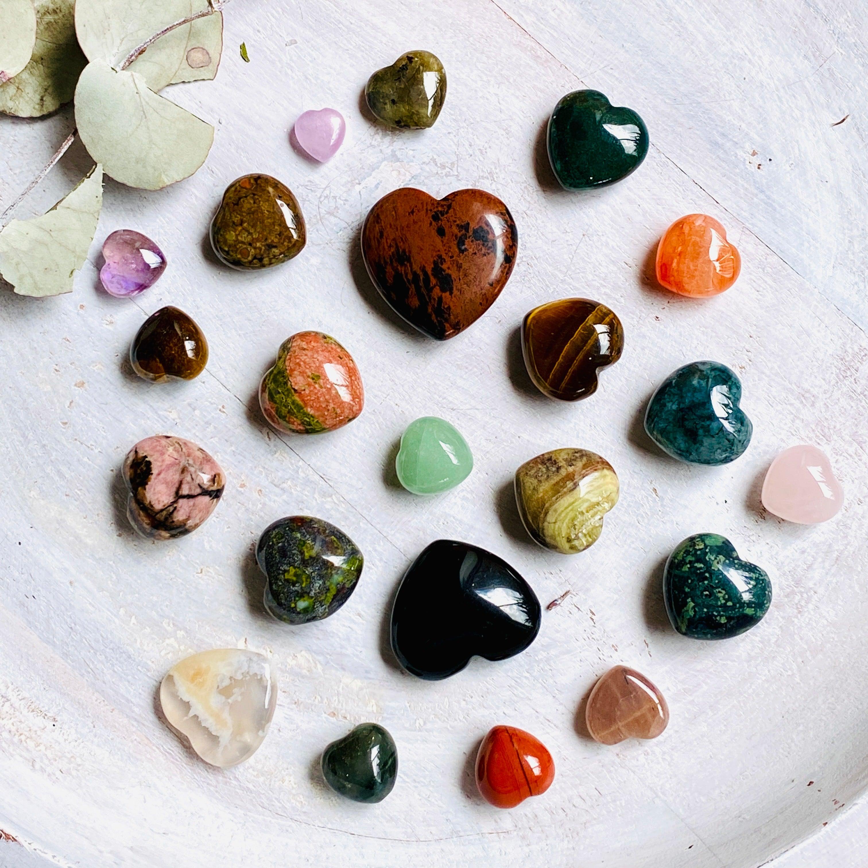 15mm Assorted Gemstone Charms - Small Heart Beads for Jewelry Making, DIY Crafts, Bracelets & Necklaces - Perfect for Valentine's Day Gifts & Handmade Accessories
