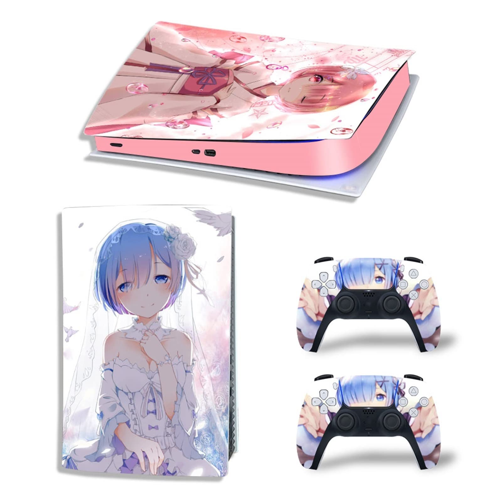 Anime Console Vinyl Skin Decal for PS5 Digital Edition - Scratch-Resistant, Bubble-Free Protection Cover for 2 Controllers - Perfect for Gaming Setups & Anime Fans