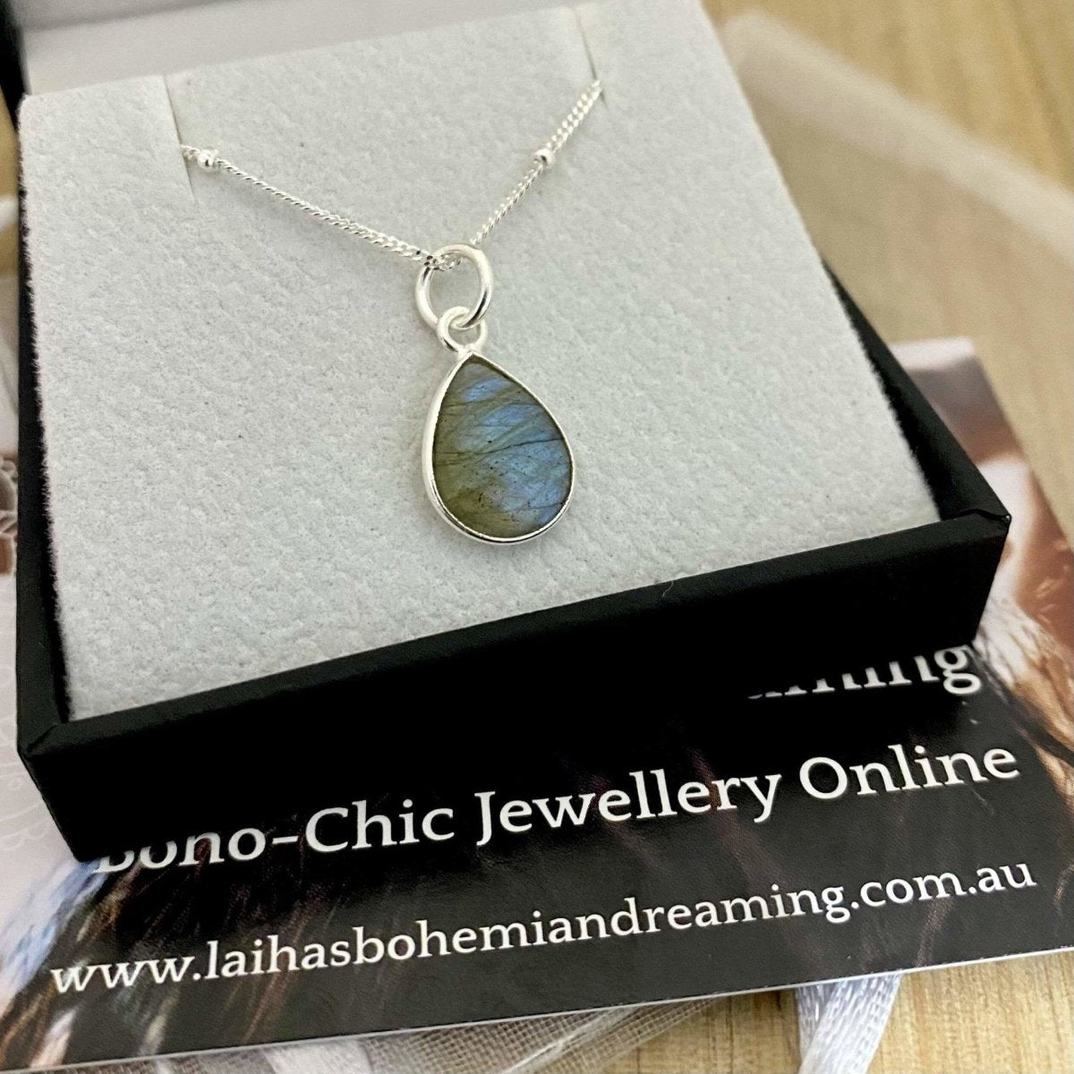 Laihas Labradorite Tear Drop Necklace – Elegant Gemstone Jewelry for Women, Perfect for Everyday Wear, Gifts & Special Occasions